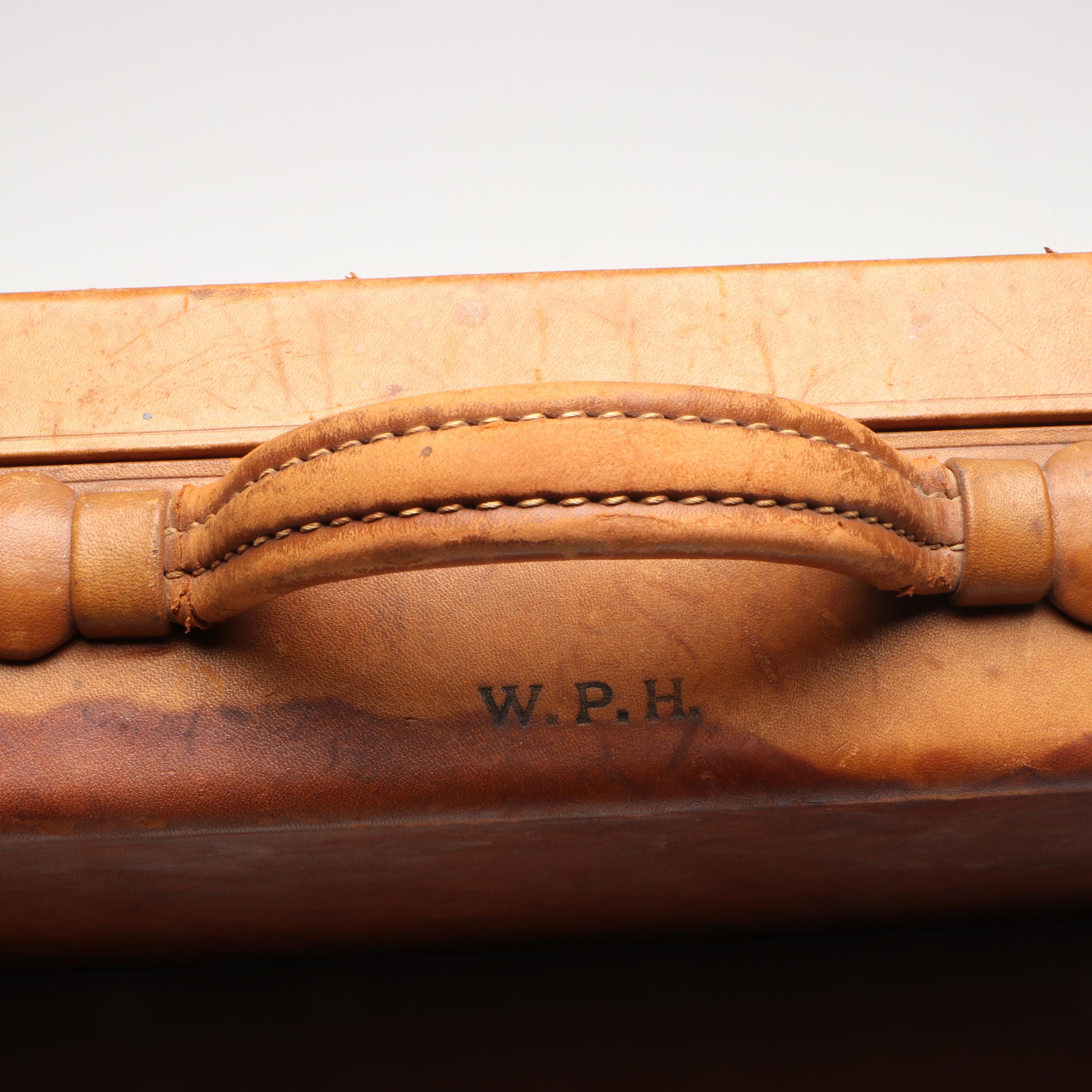 Abercrombie & Fitch Co. Silver Plate Bottles with Leather Carry Case