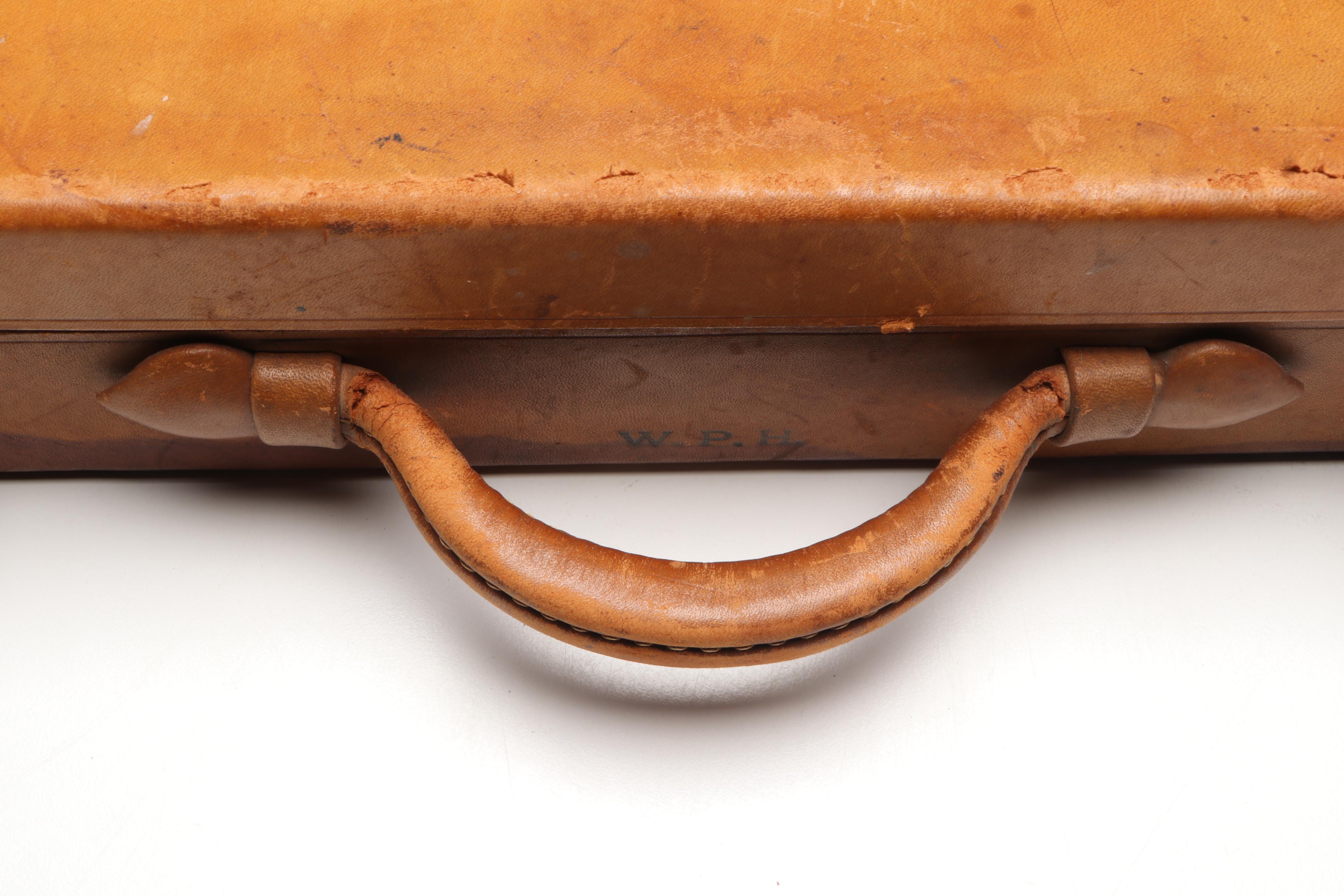 Abercrombie & Fitch Co. Silver Plate Bottles with Leather Carry Case