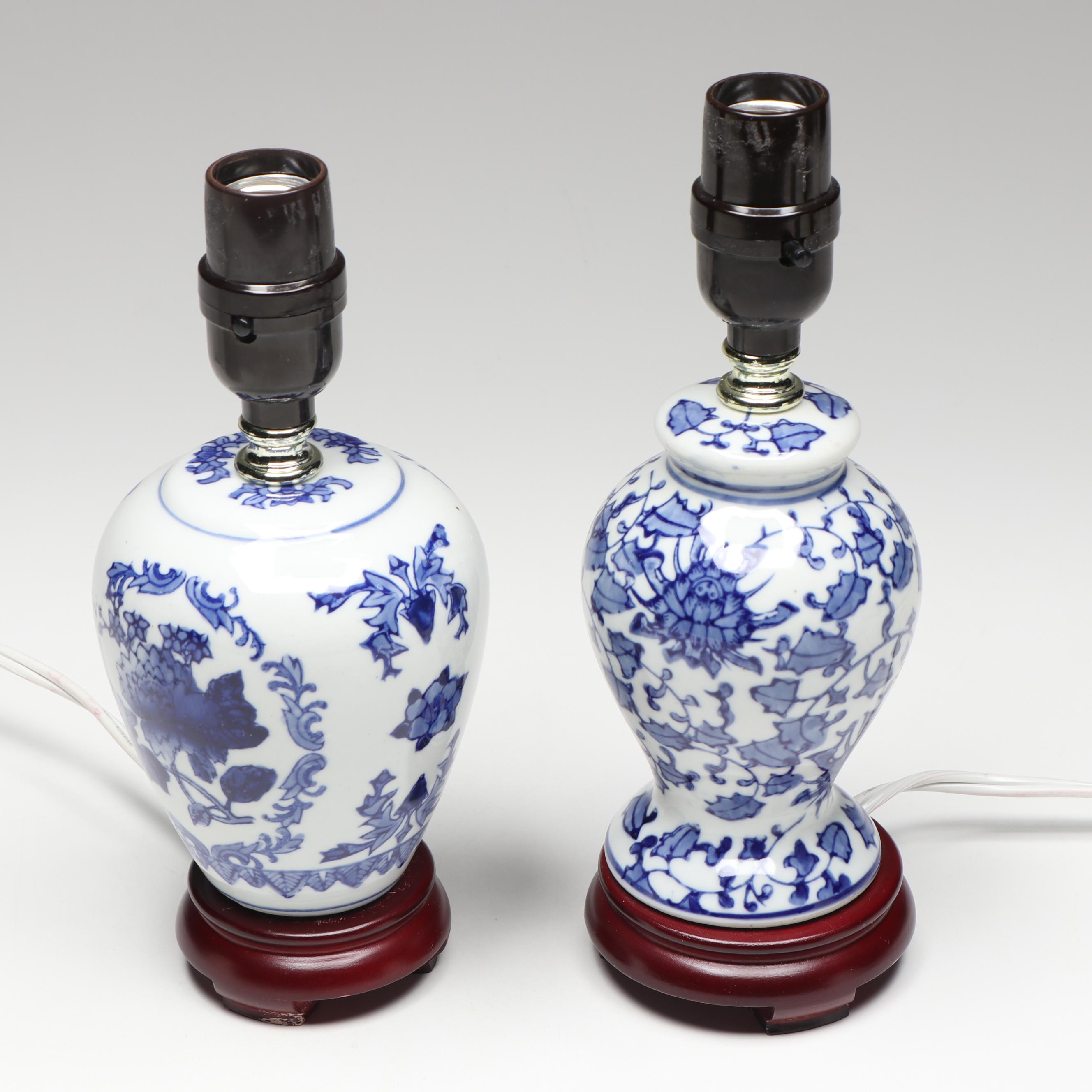 Blue on White Porcelain Table Lamps