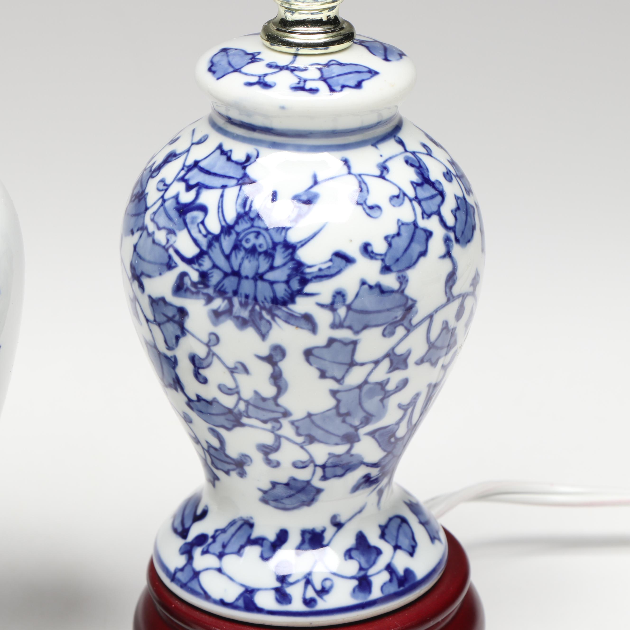 Blue on White Porcelain Table Lamps