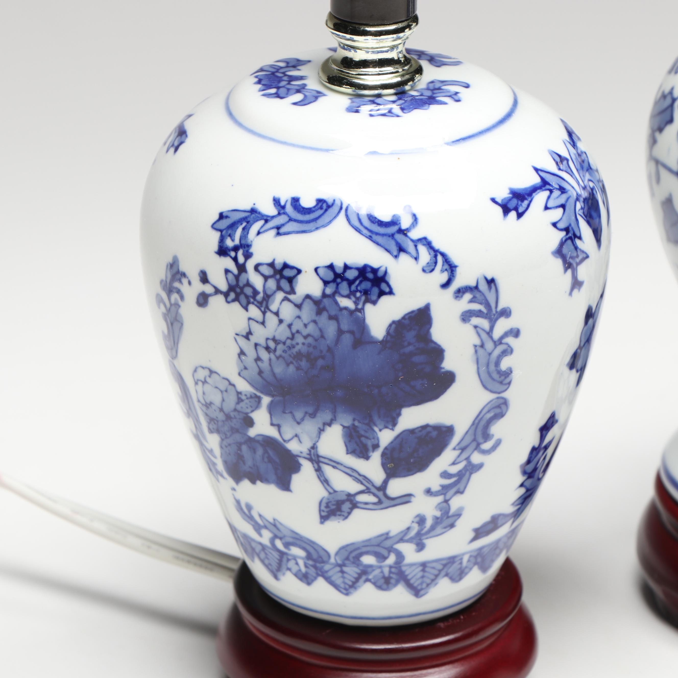 Blue on White Porcelain Table Lamps