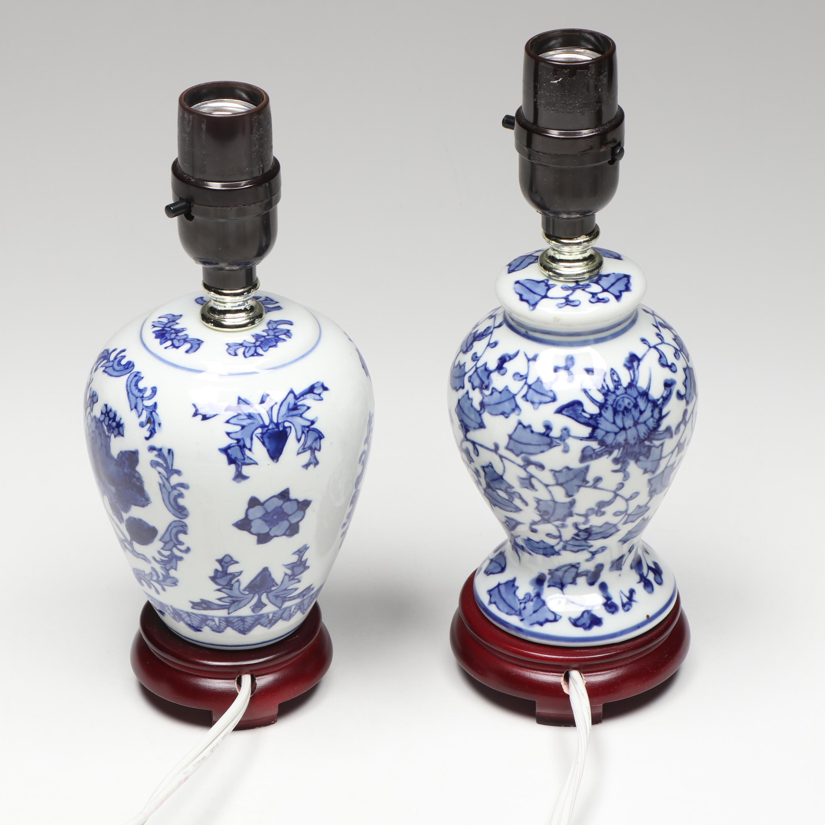 Blue on White Porcelain Table Lamps