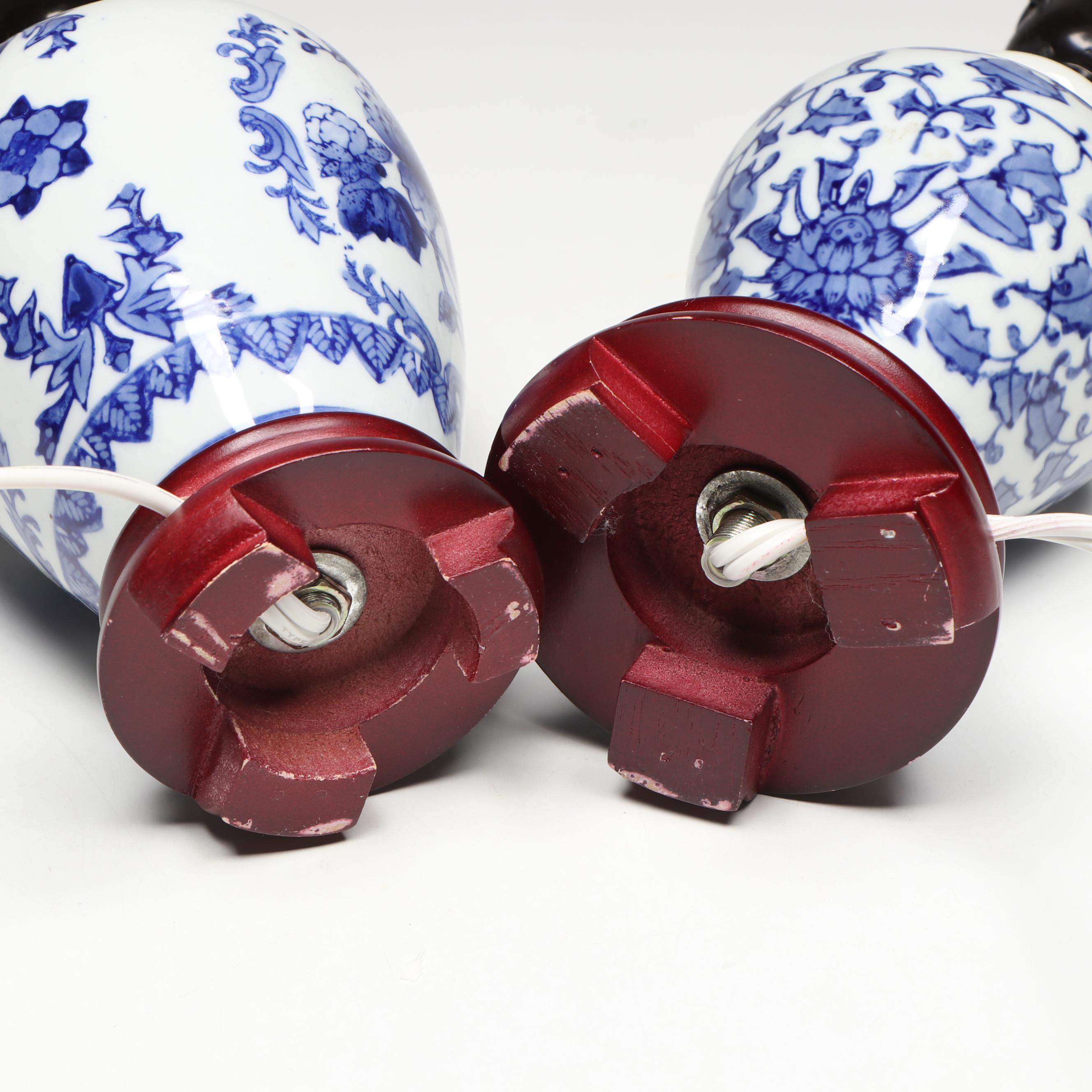 Blue on White Porcelain Table Lamps
