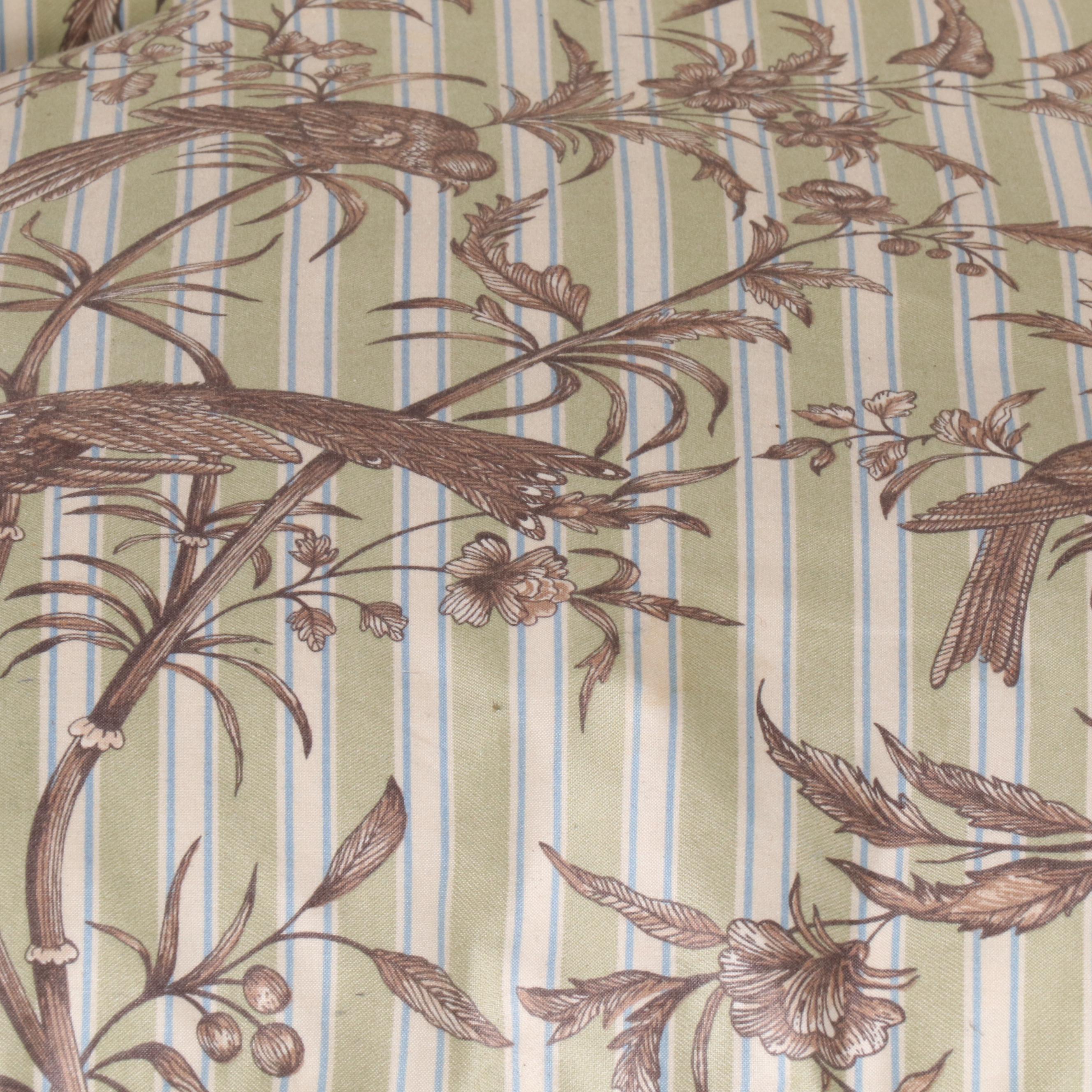 French Provincial Style Painted Wood and Mixed Upholstery Wingback Chair