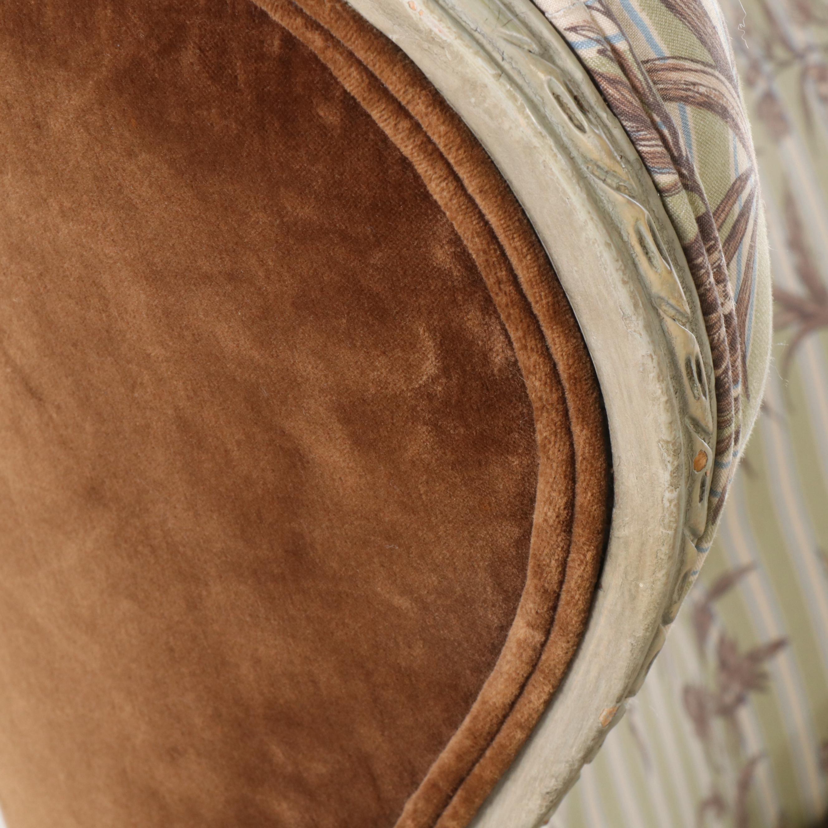 French Provincial Style Painted Wood and Mixed Upholstery Wingback Chair