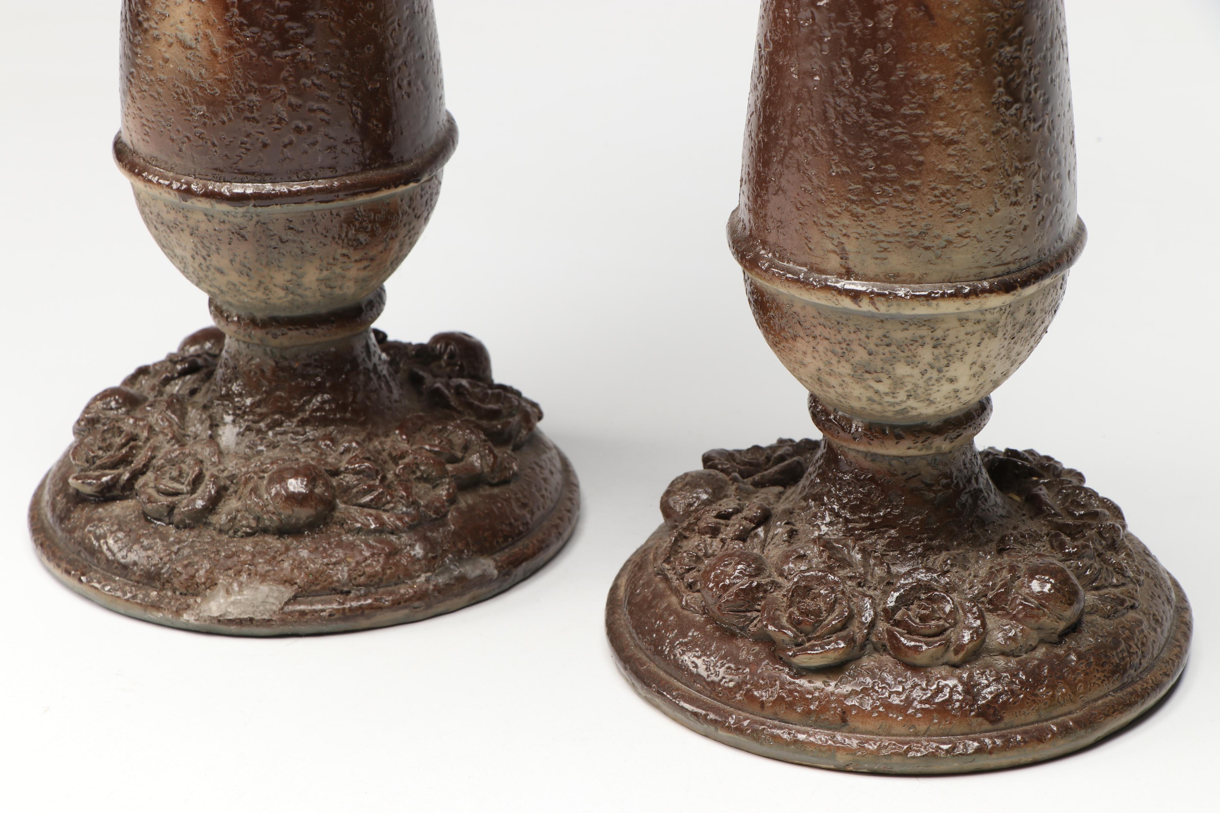 Pair of Baroque Style Pillar Candle Holders