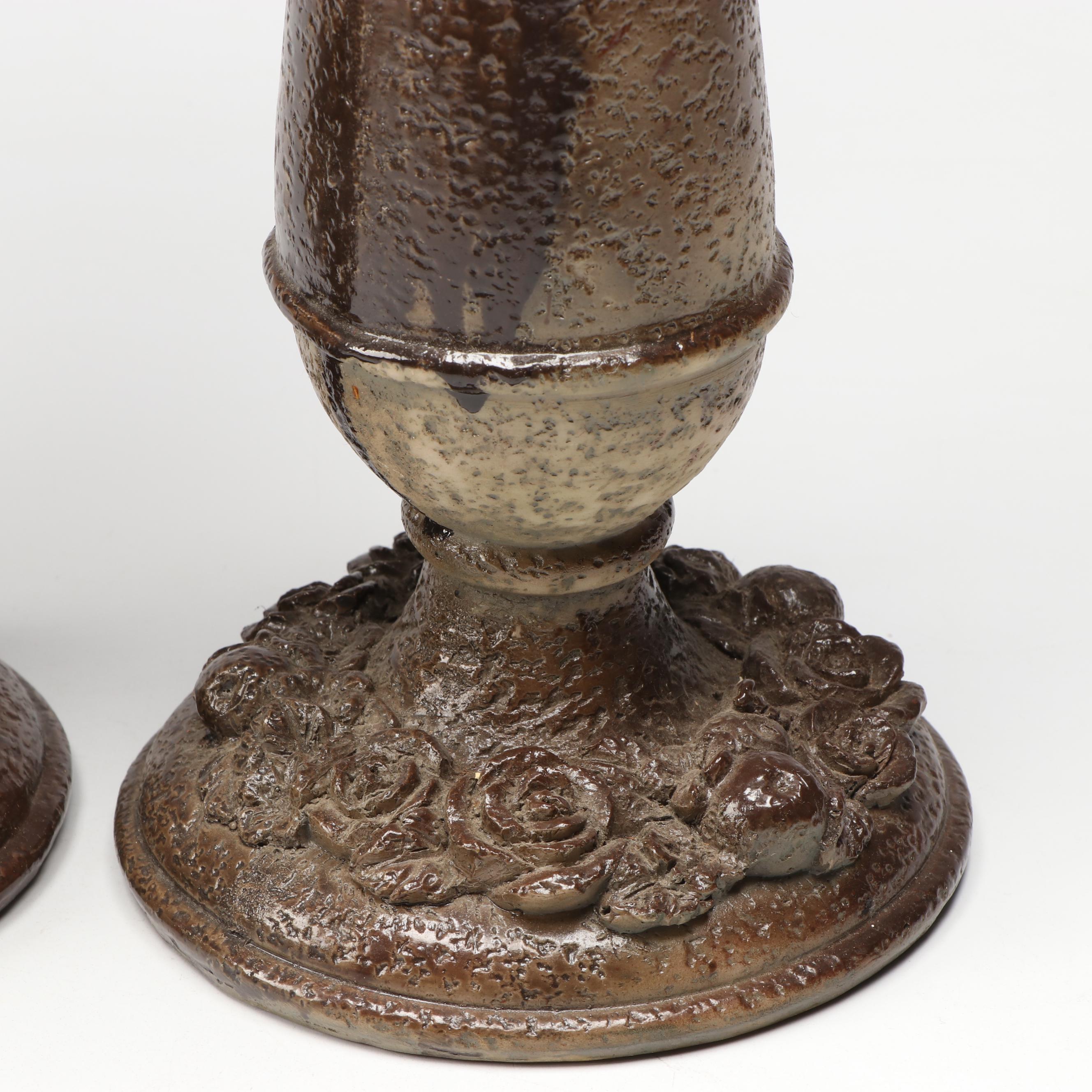 Pair of Baroque Style Pillar Candle Holders
