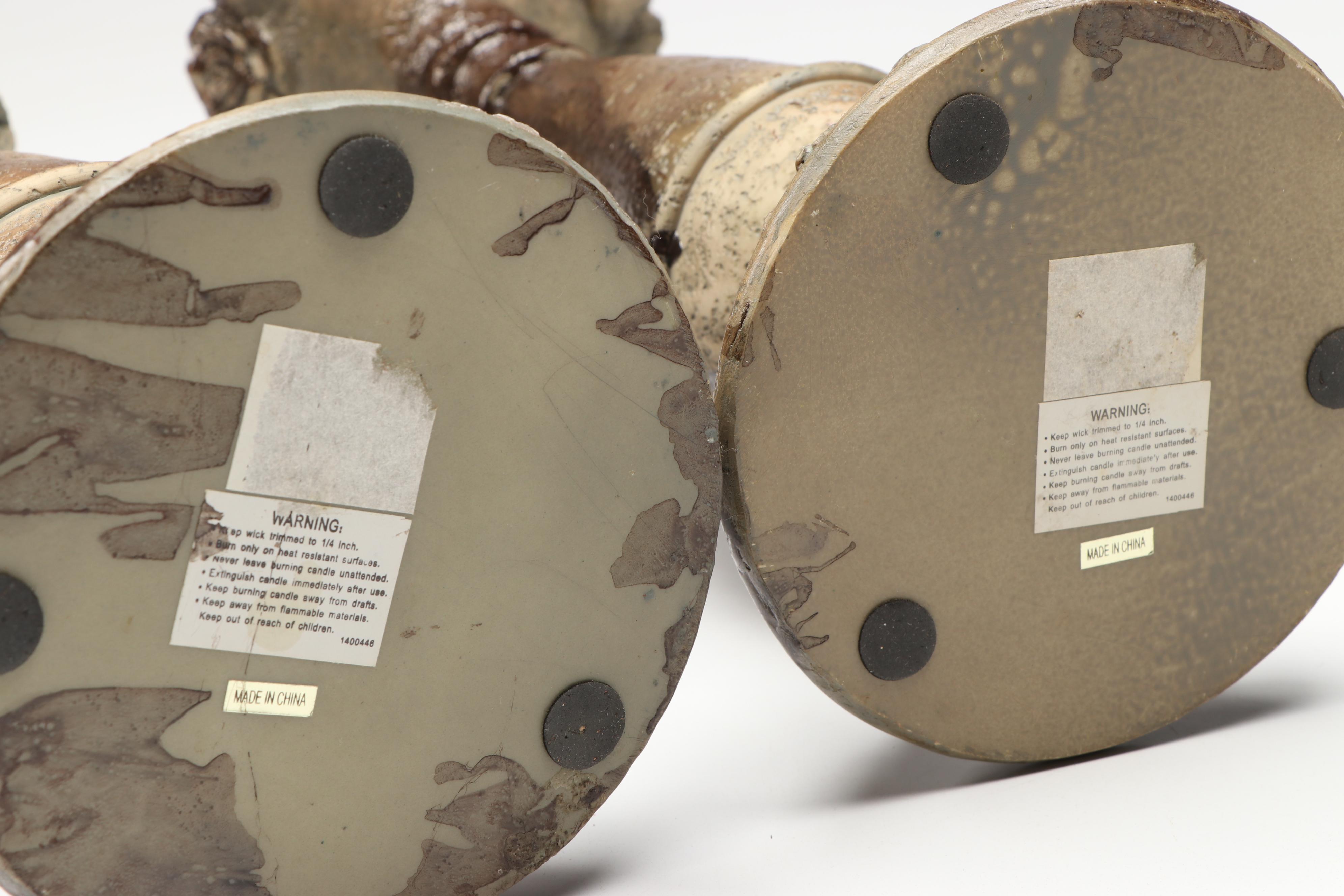 Pair of Baroque Style Pillar Candle Holders