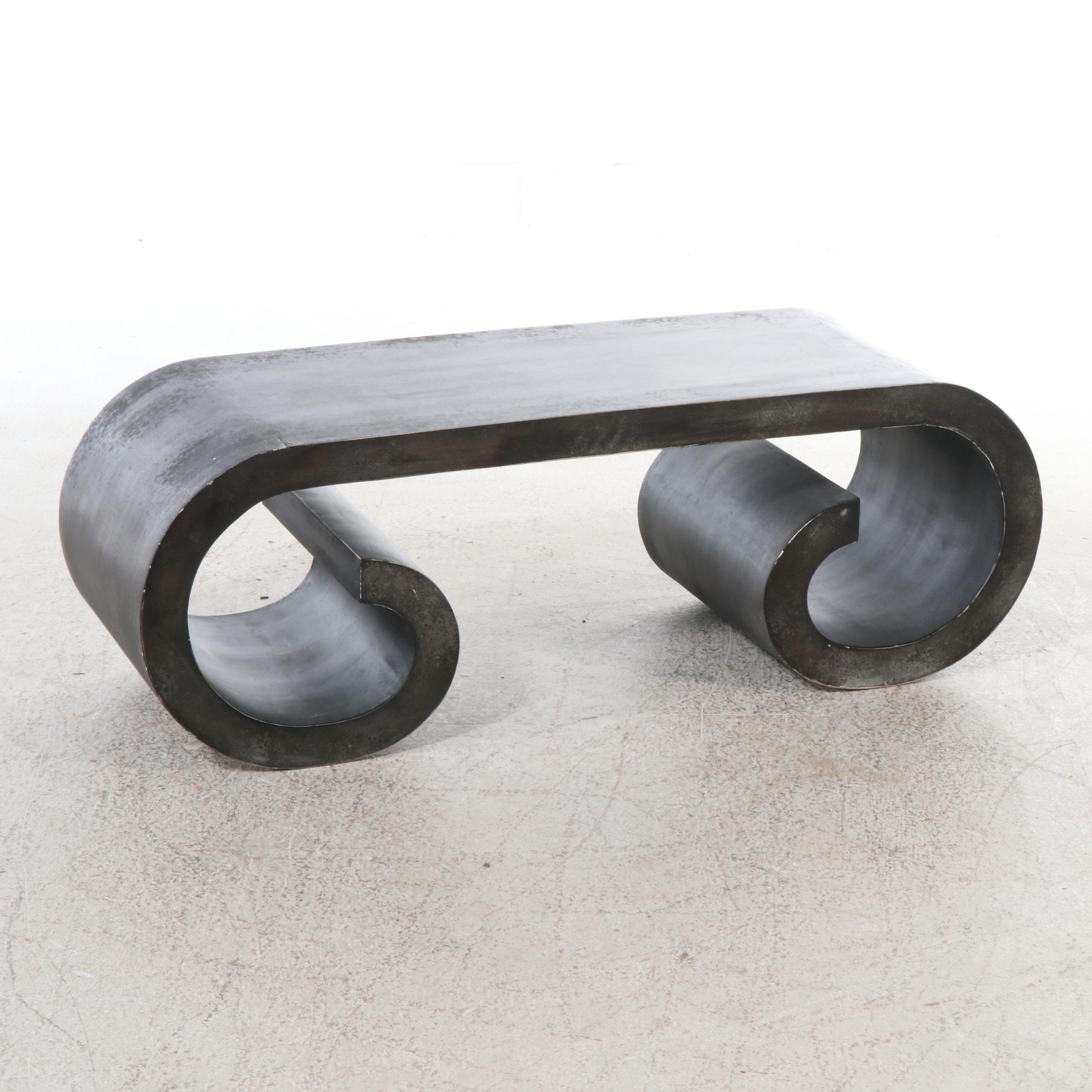 Painted Wood Scroll Coffee Table, Manner of Karl Springer