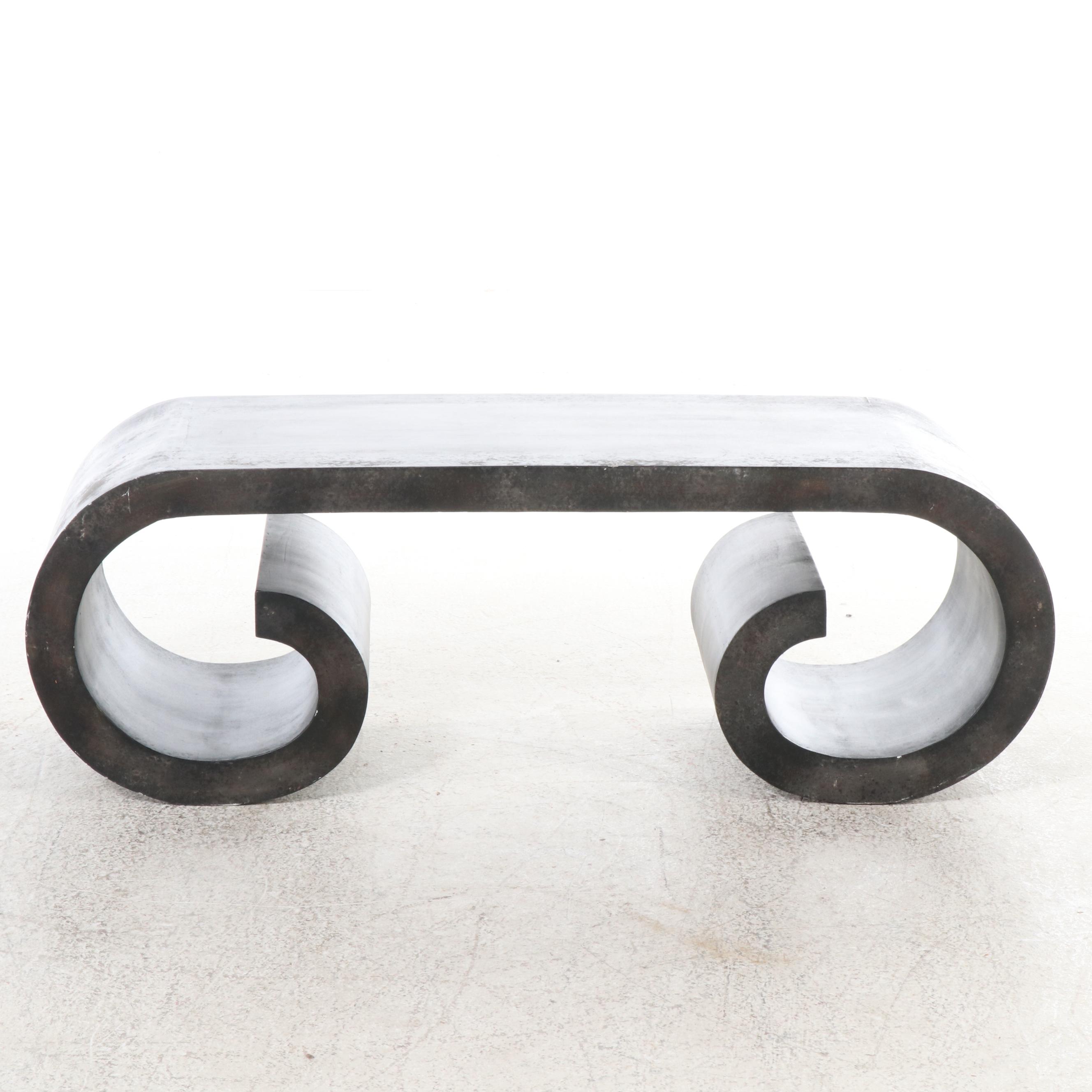 Painted Wood Scroll Coffee Table, Manner of Karl Springer