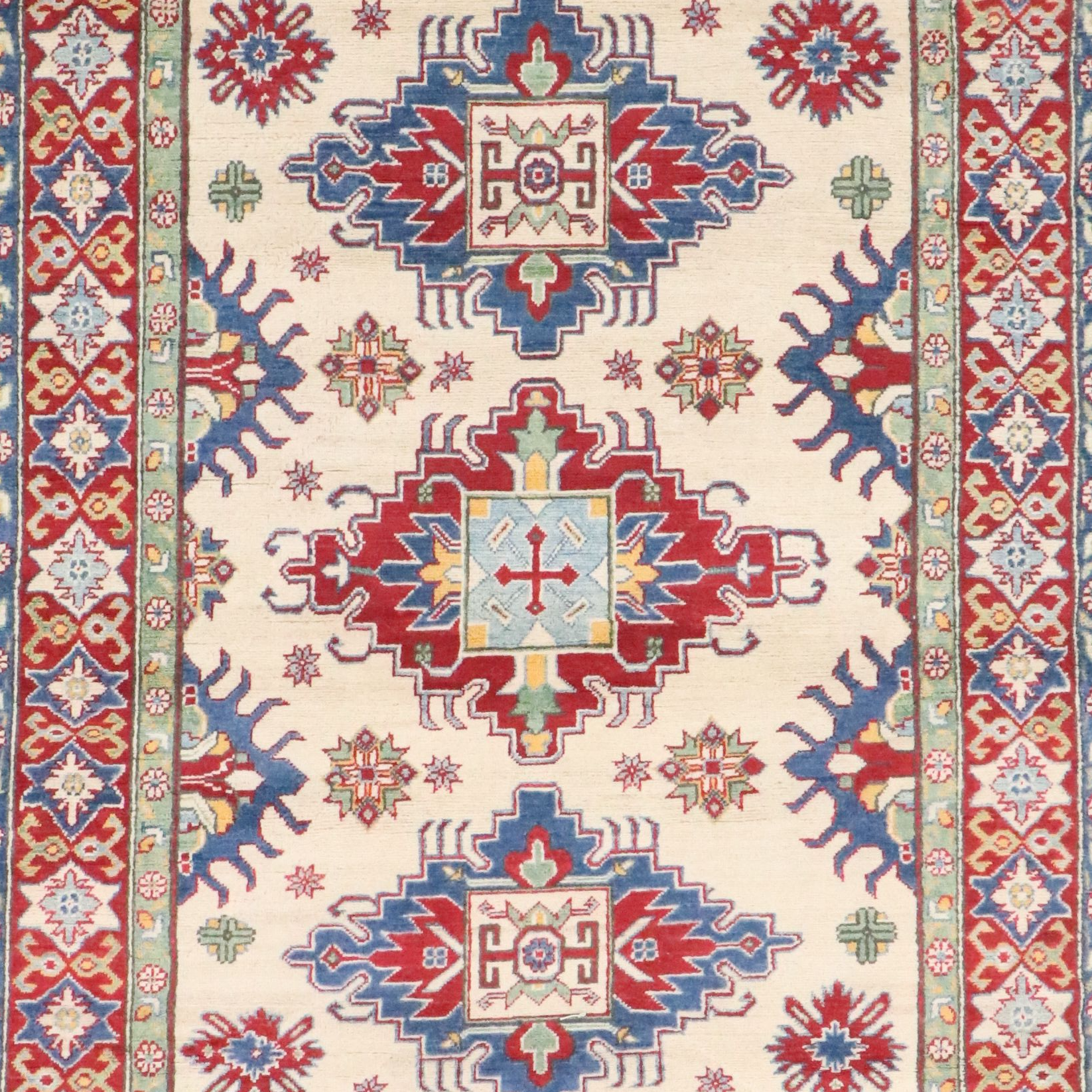 4'11 x 6'10 Hand-Knotted Pakistani Kazak Area Rug
