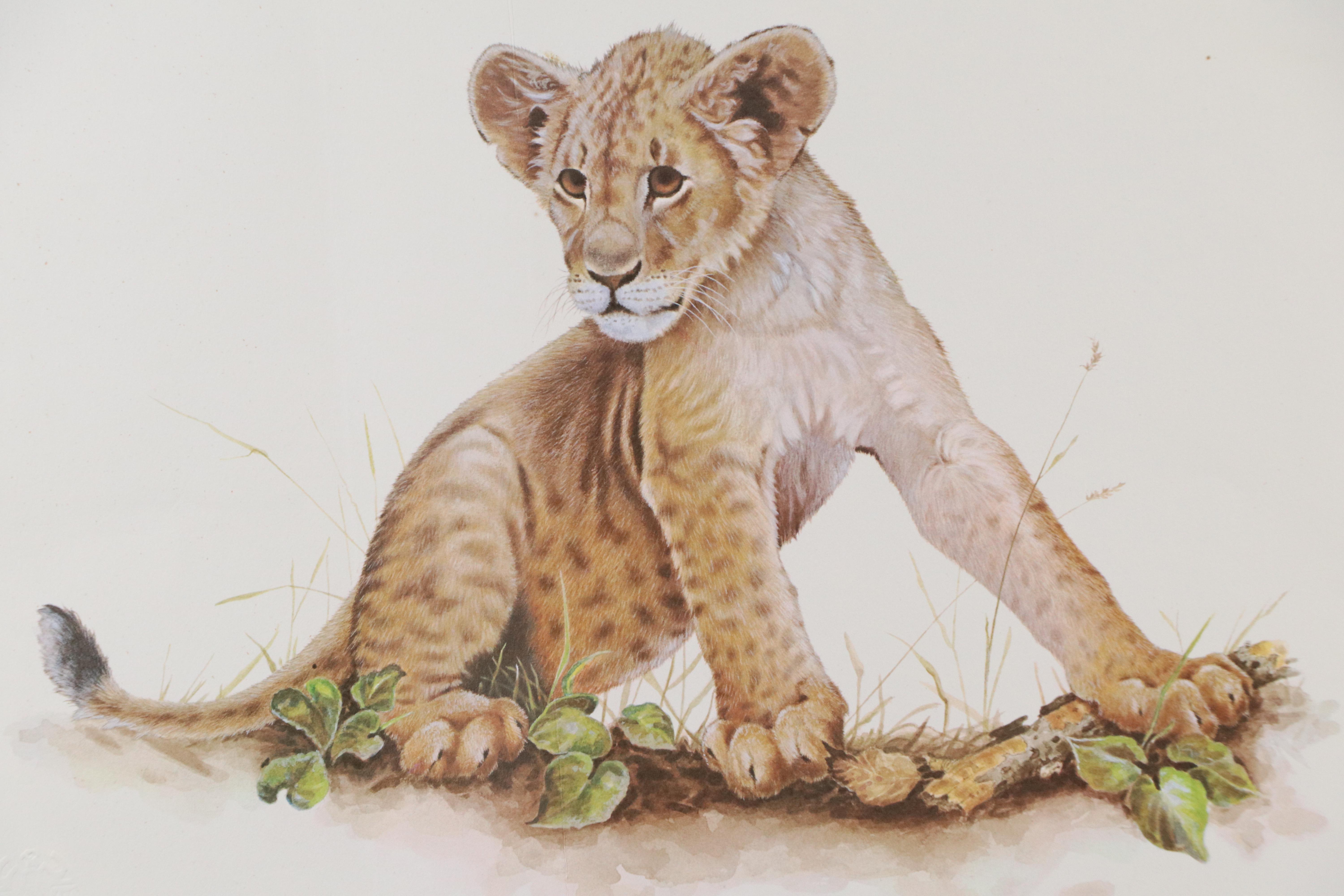 Jim Oliver Offset Lithograph "Lion Cub," Late 20th Century
