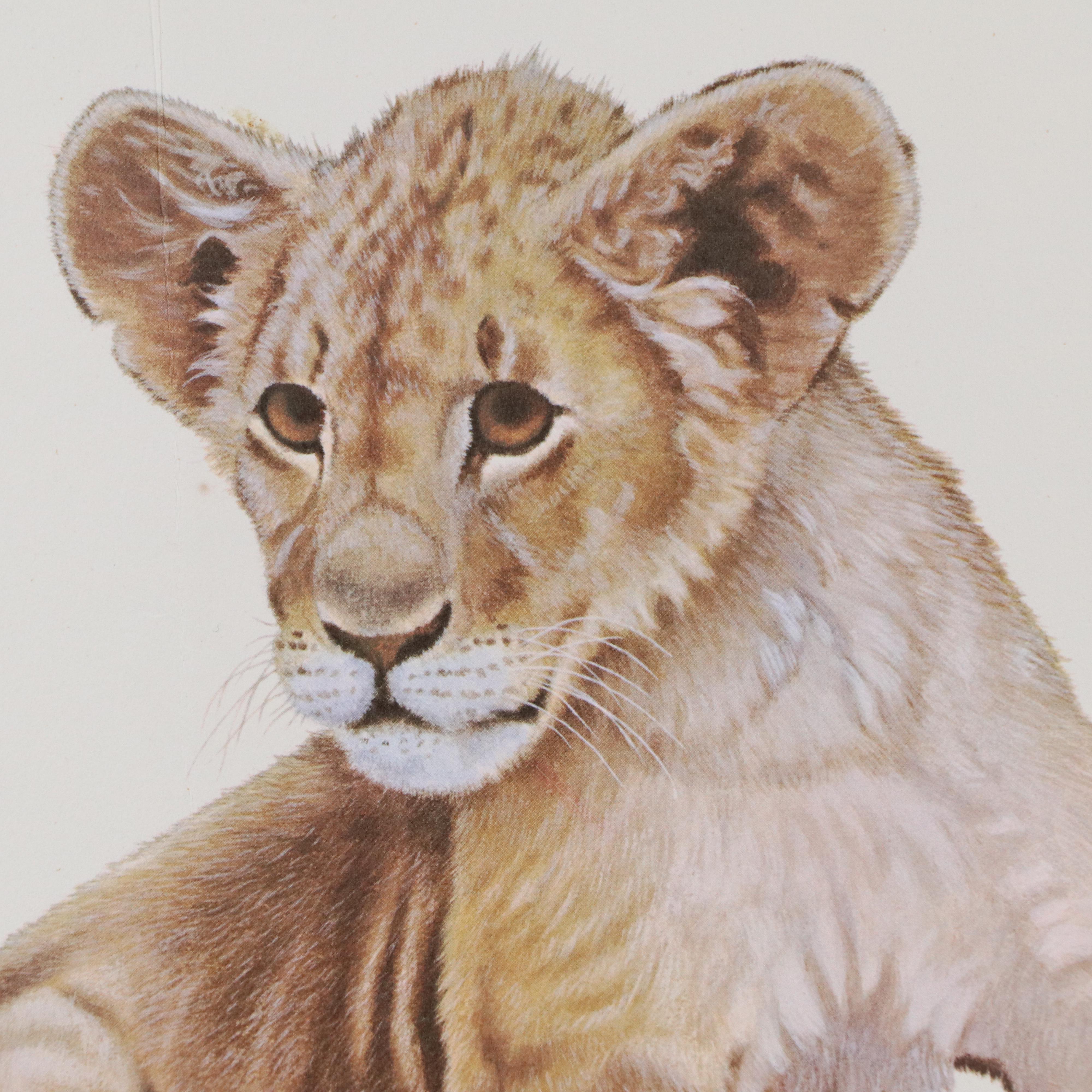 Jim Oliver Offset Lithograph "Lion Cub," Late 20th Century
