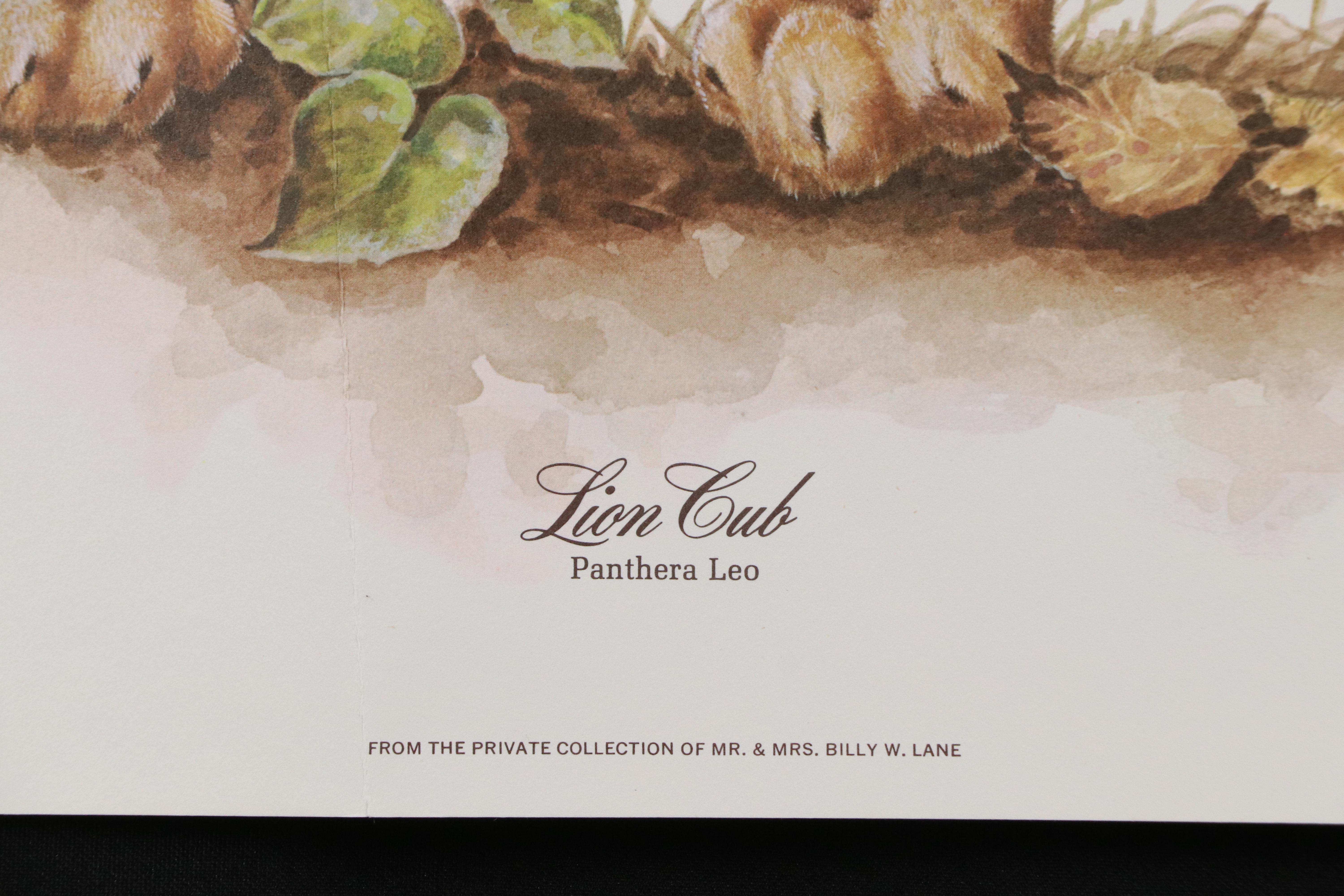 Jim Oliver Offset Lithograph "Lion Cub," Late 20th Century