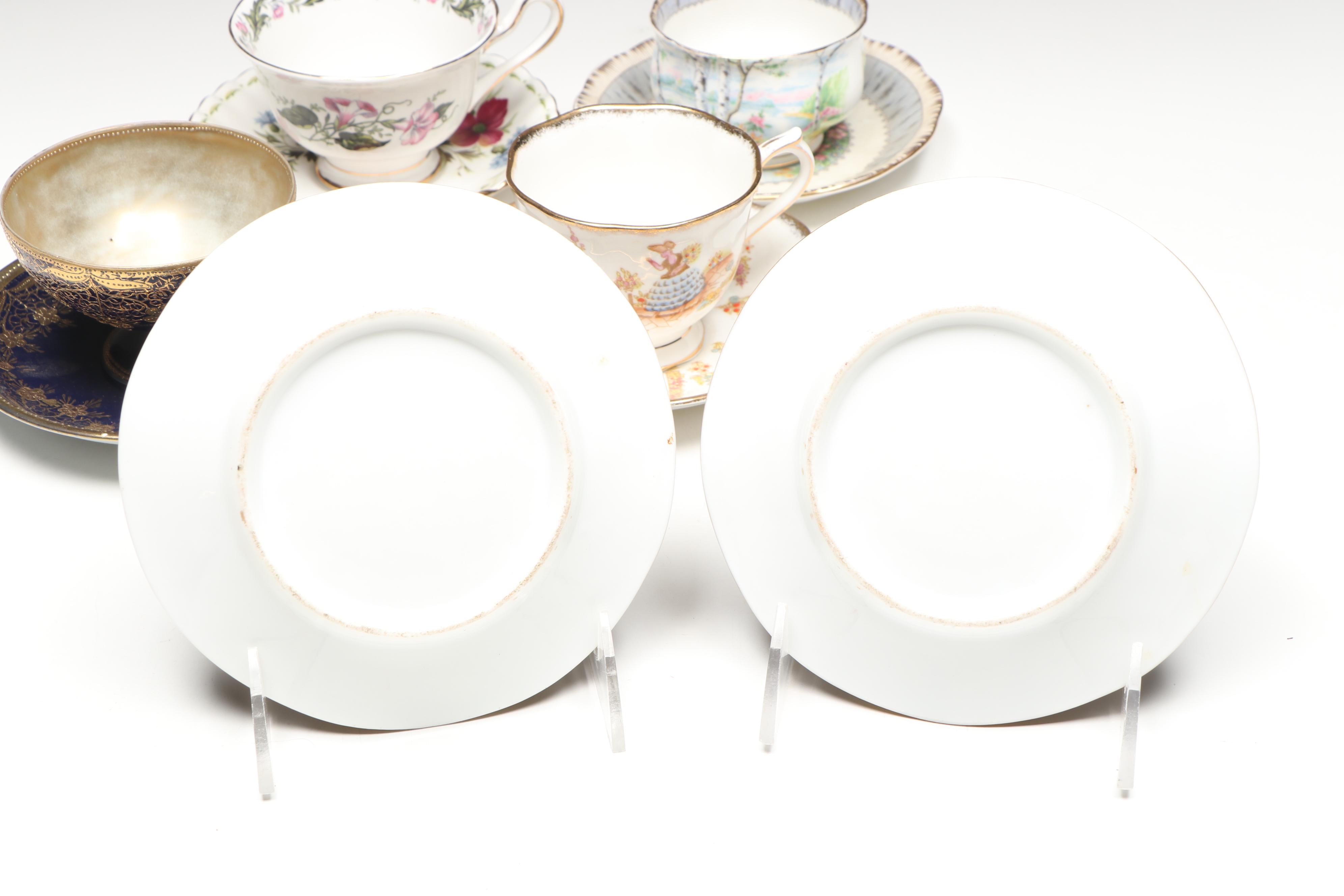 Royal Albert "Cotswold," "Silver Birch" and Other Porcelain Teacups with Saucers