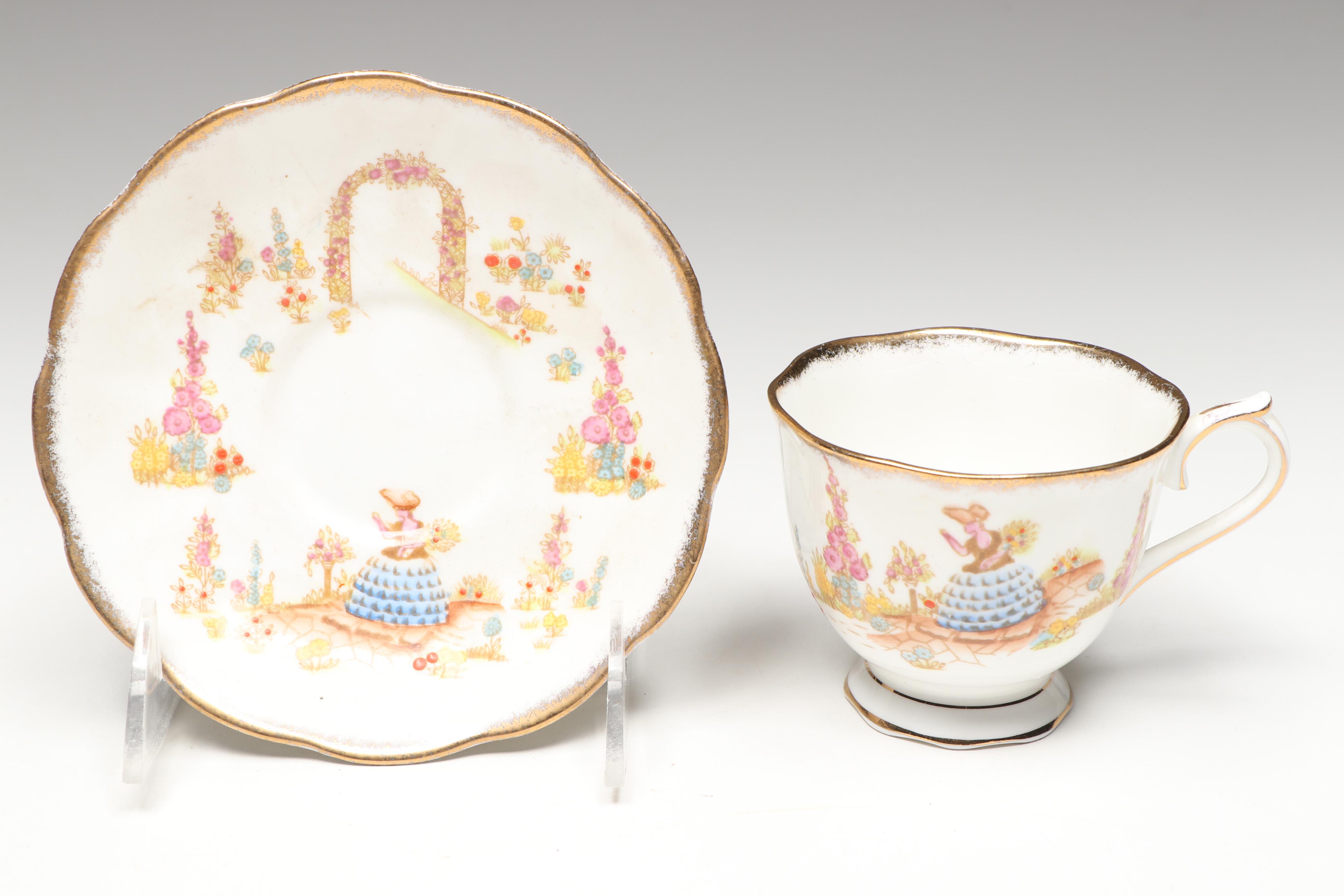 Royal Albert "Cotswold," "Silver Birch" and Other Porcelain Teacups with Saucers