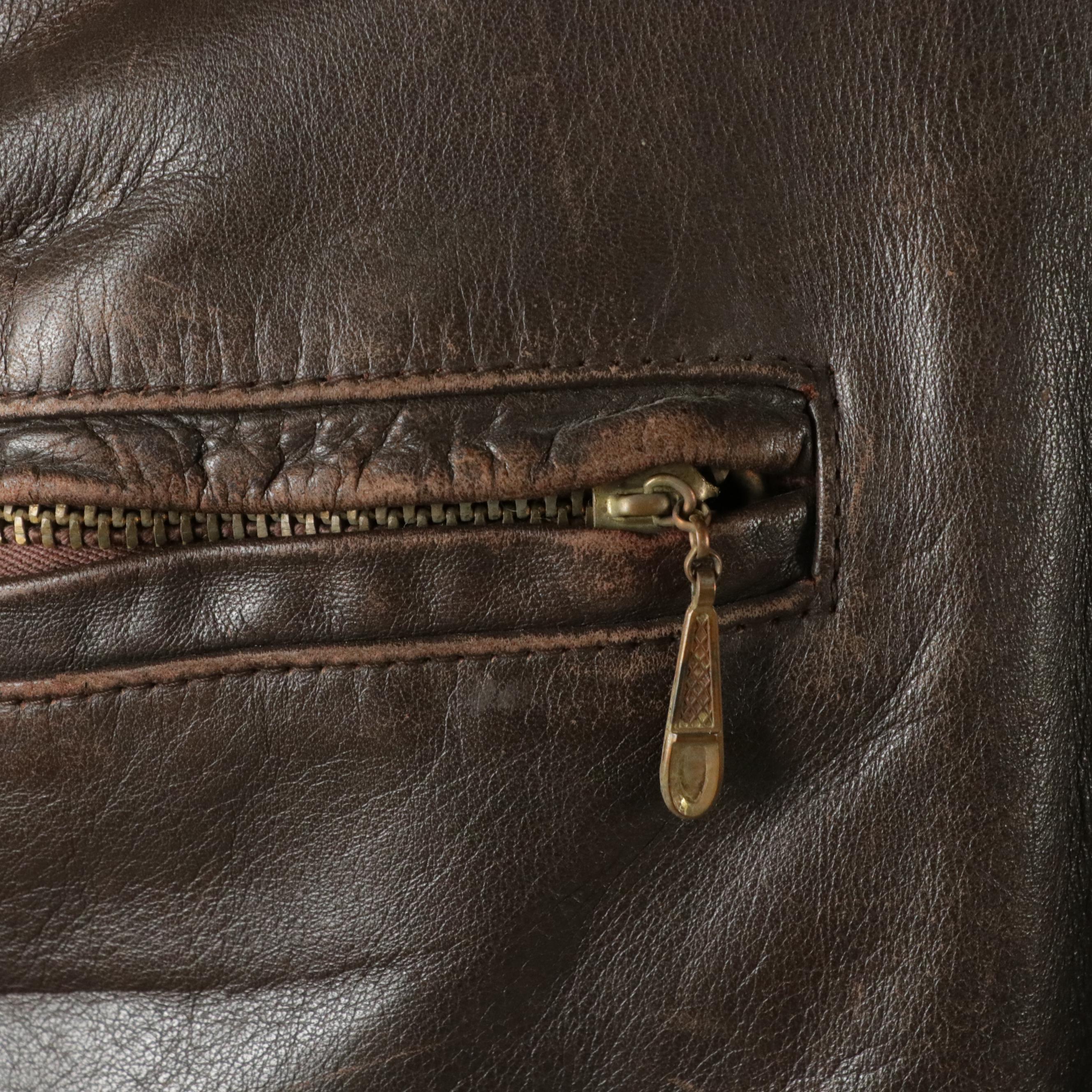 Men's GNW Button Front and Berman's Zip Front Brown Leather Jackets