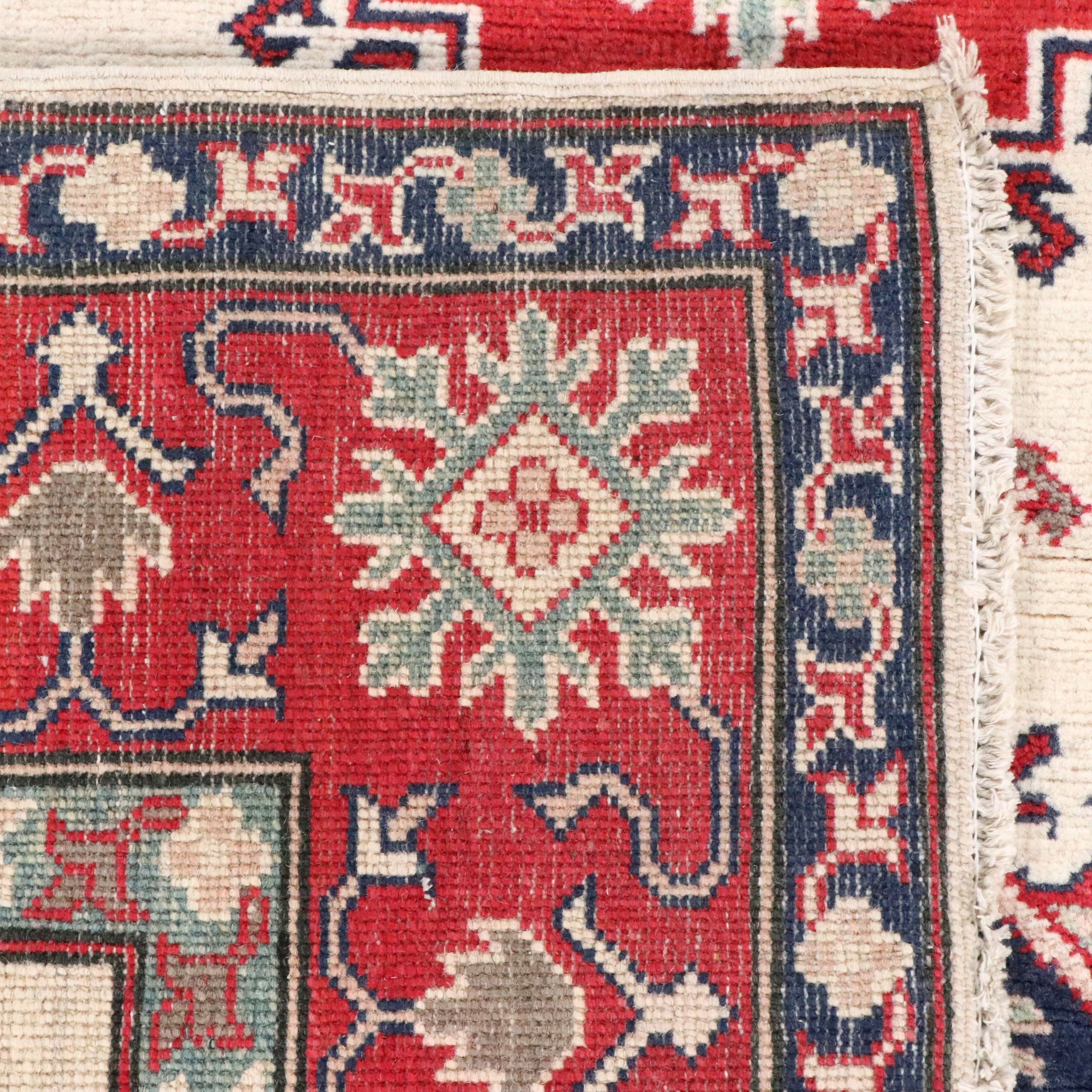 5' x 6'6 Hand-Knotted Pakistani Kazak Area Rug
