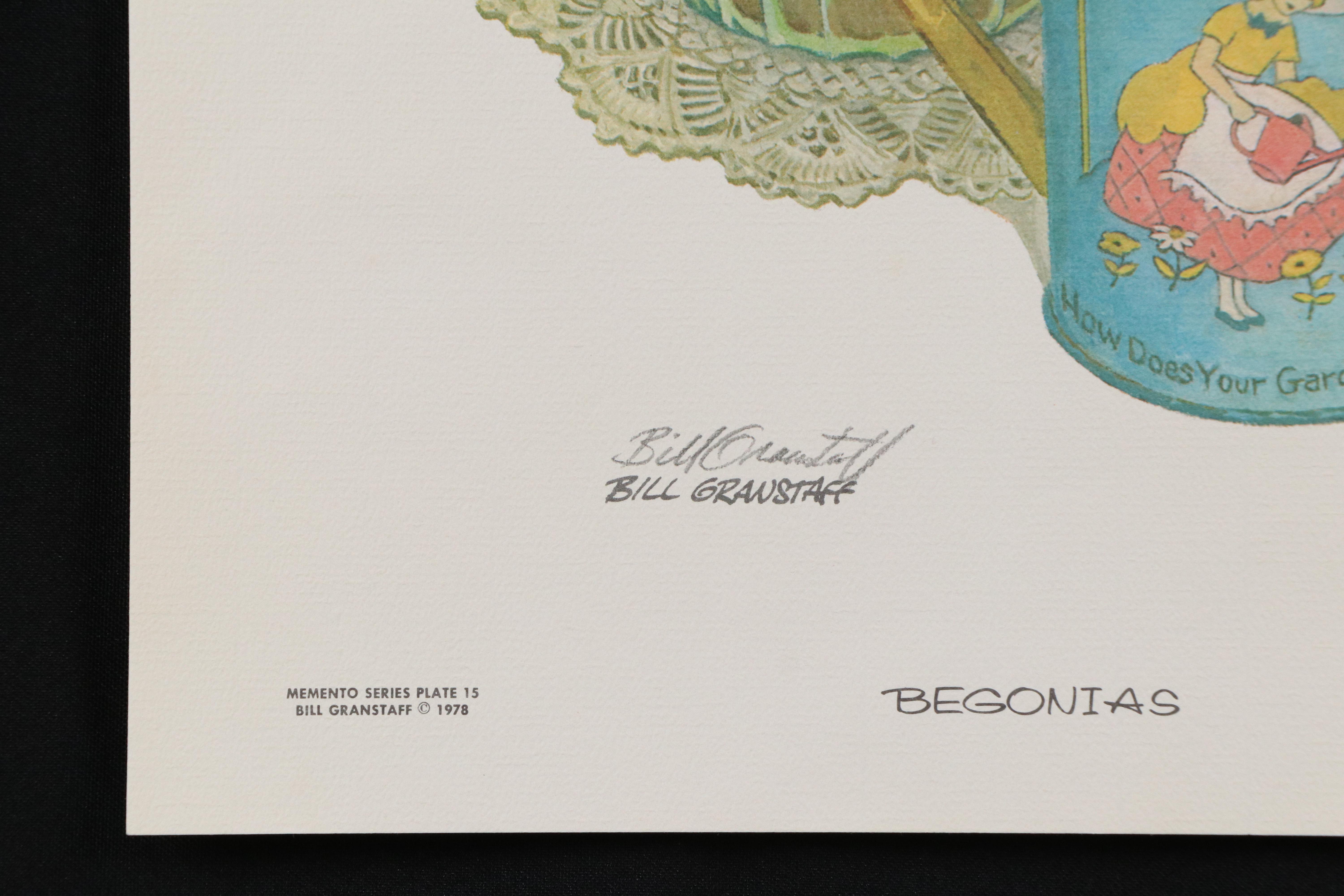 Bill Granstaff Offset Lithograph "Begonias," Circa 1978