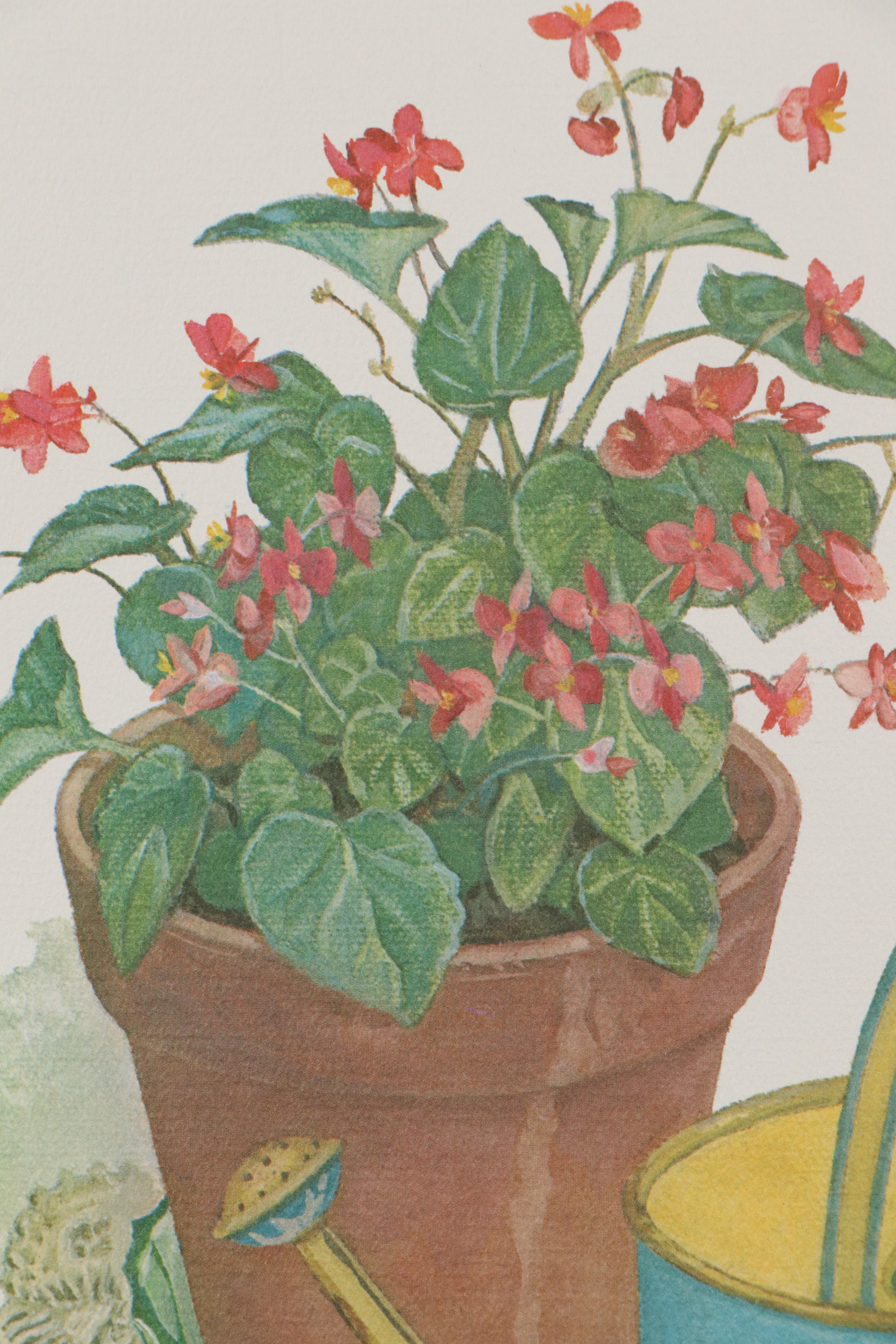 Bill Granstaff Offset Lithograph "Begonias," Circa 1978