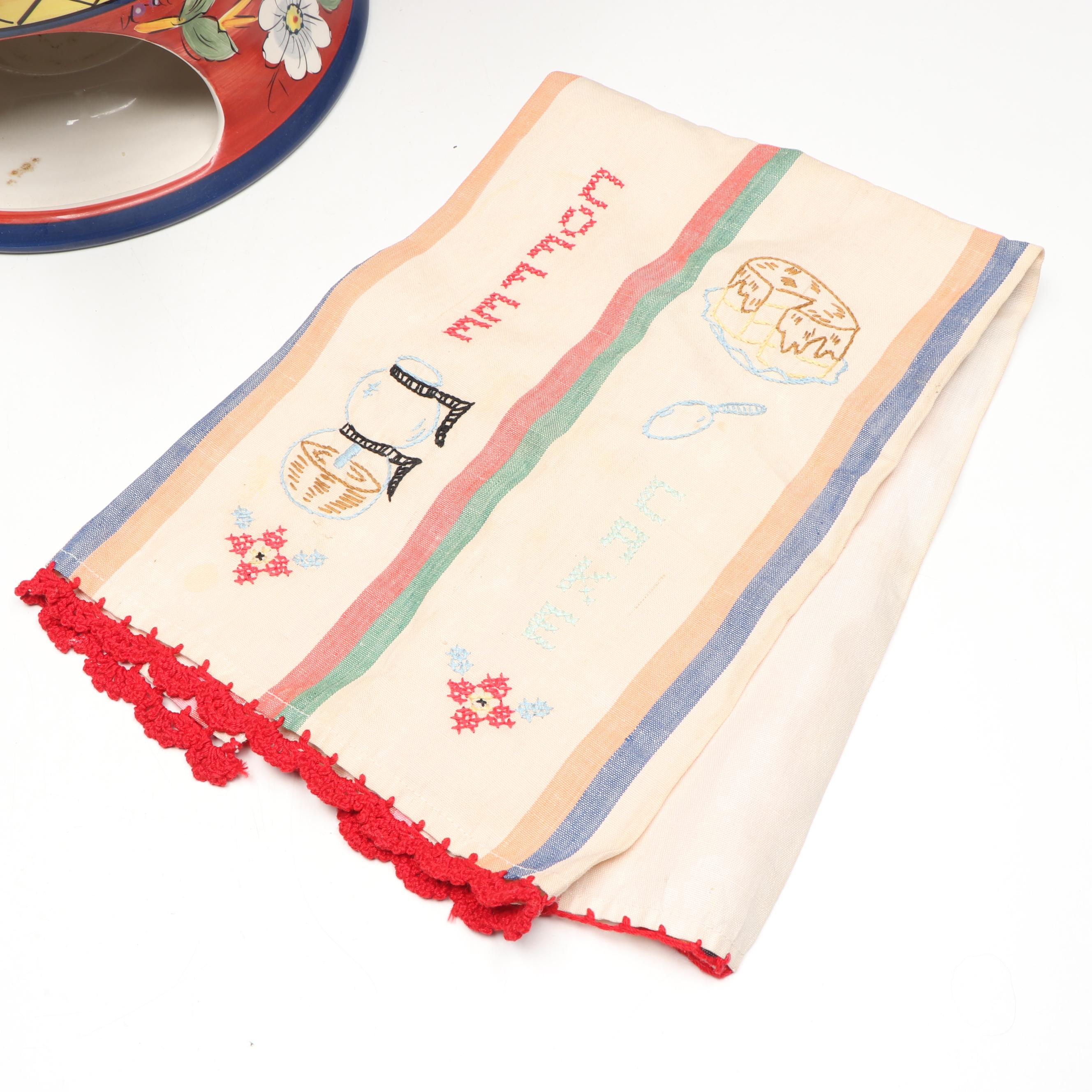 Tabletops Gallery Hand-Painted Porcelain Samovar with "Coffee Cake" Hand Towel