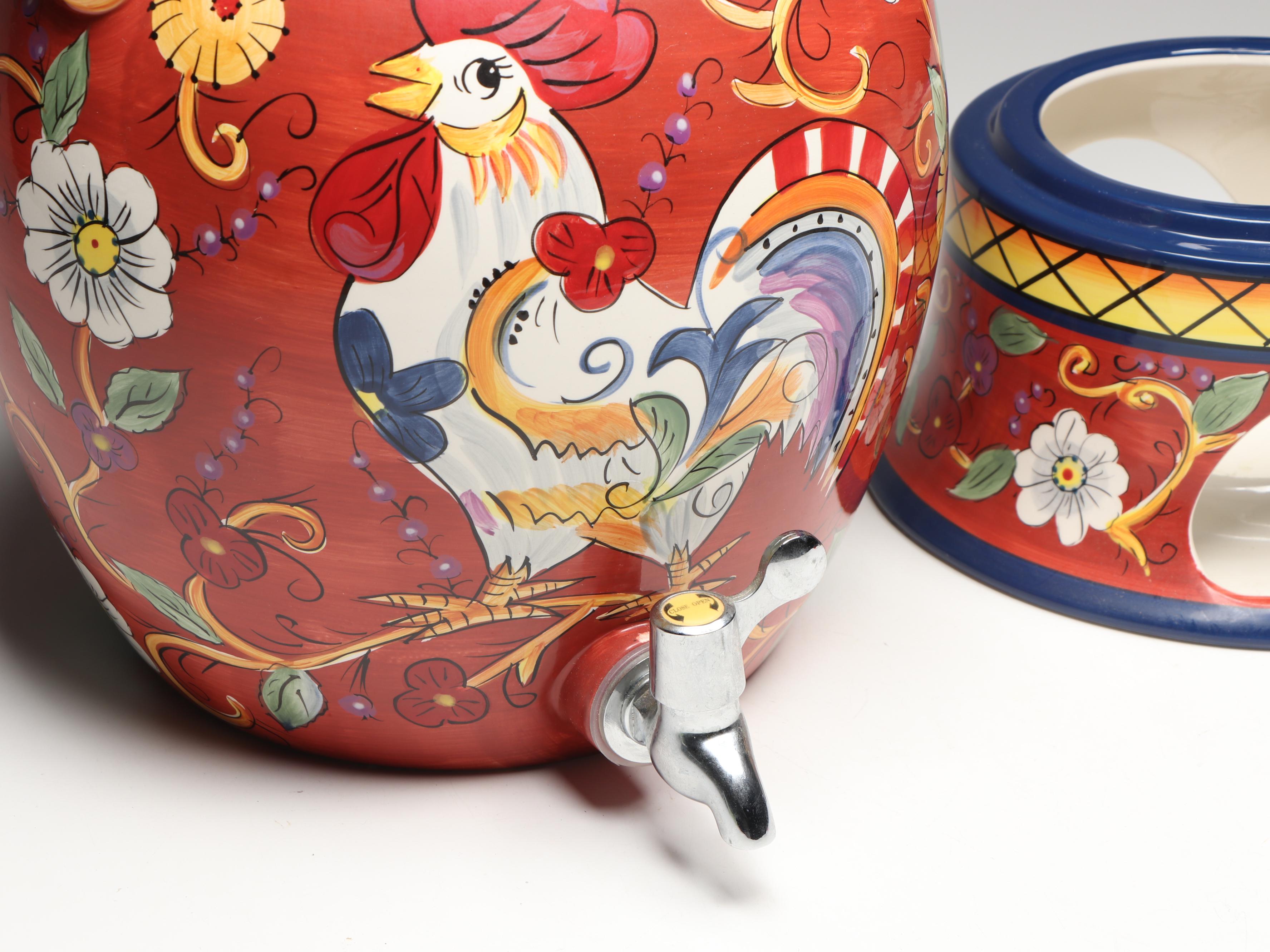 Tabletops Gallery Hand-Painted Porcelain Samovar with "Coffee Cake" Hand Towel