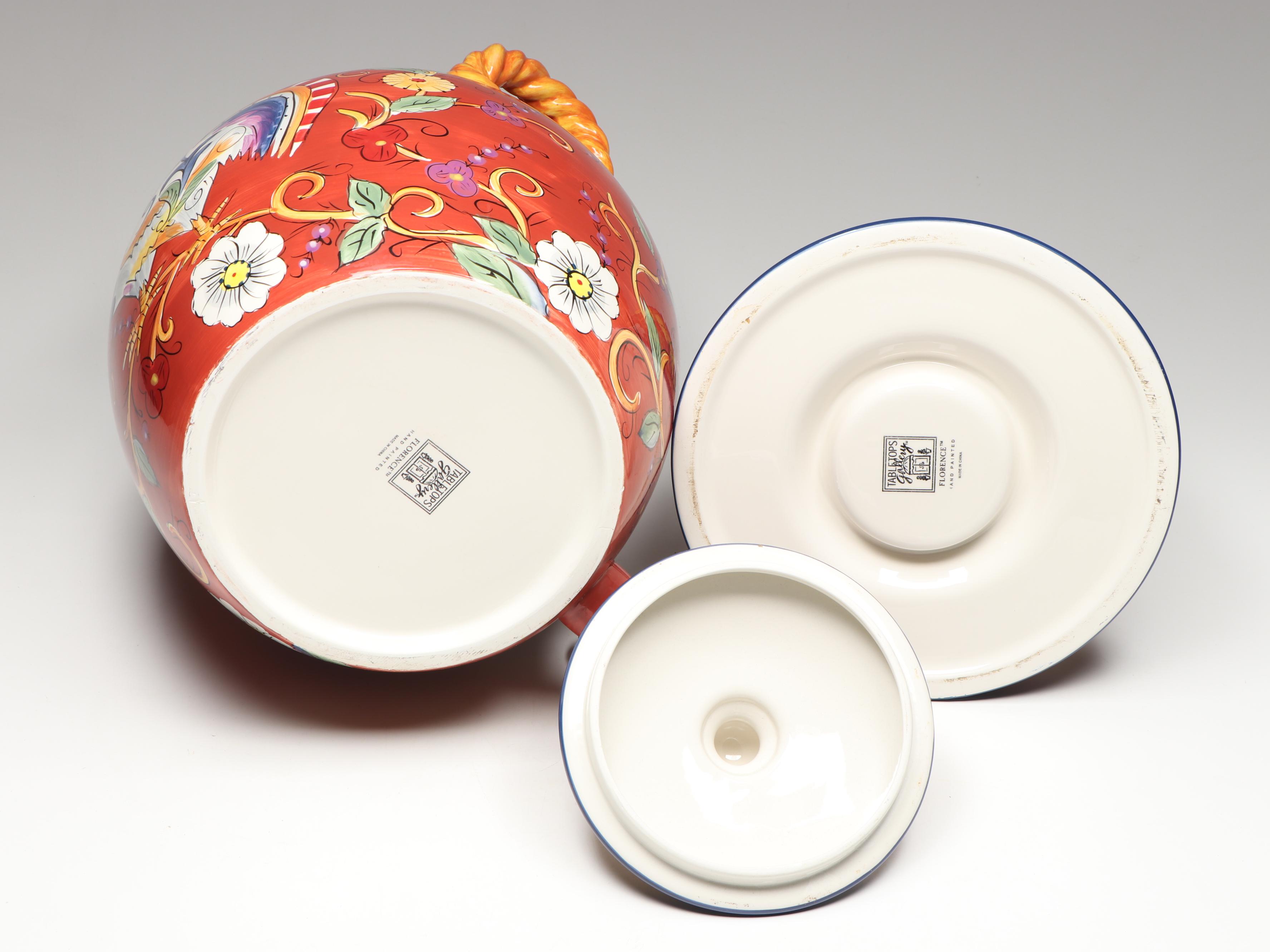 Tabletops Gallery Hand-Painted Porcelain Samovar with "Coffee Cake" Hand Towel