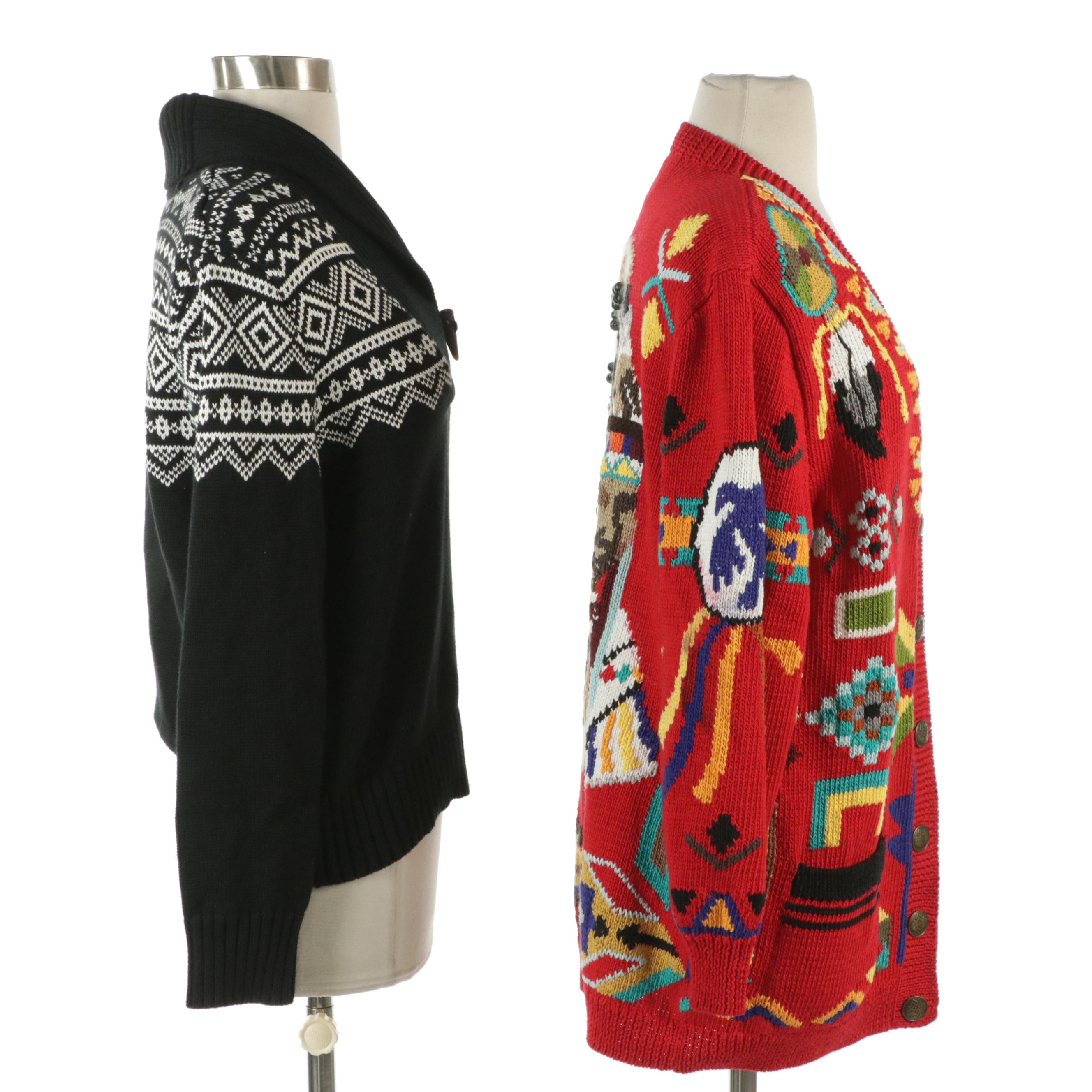 Lauren Ralph Lauren Knit Nordic Fair Isle Shawl Collar Sweater & Berek Cardigan