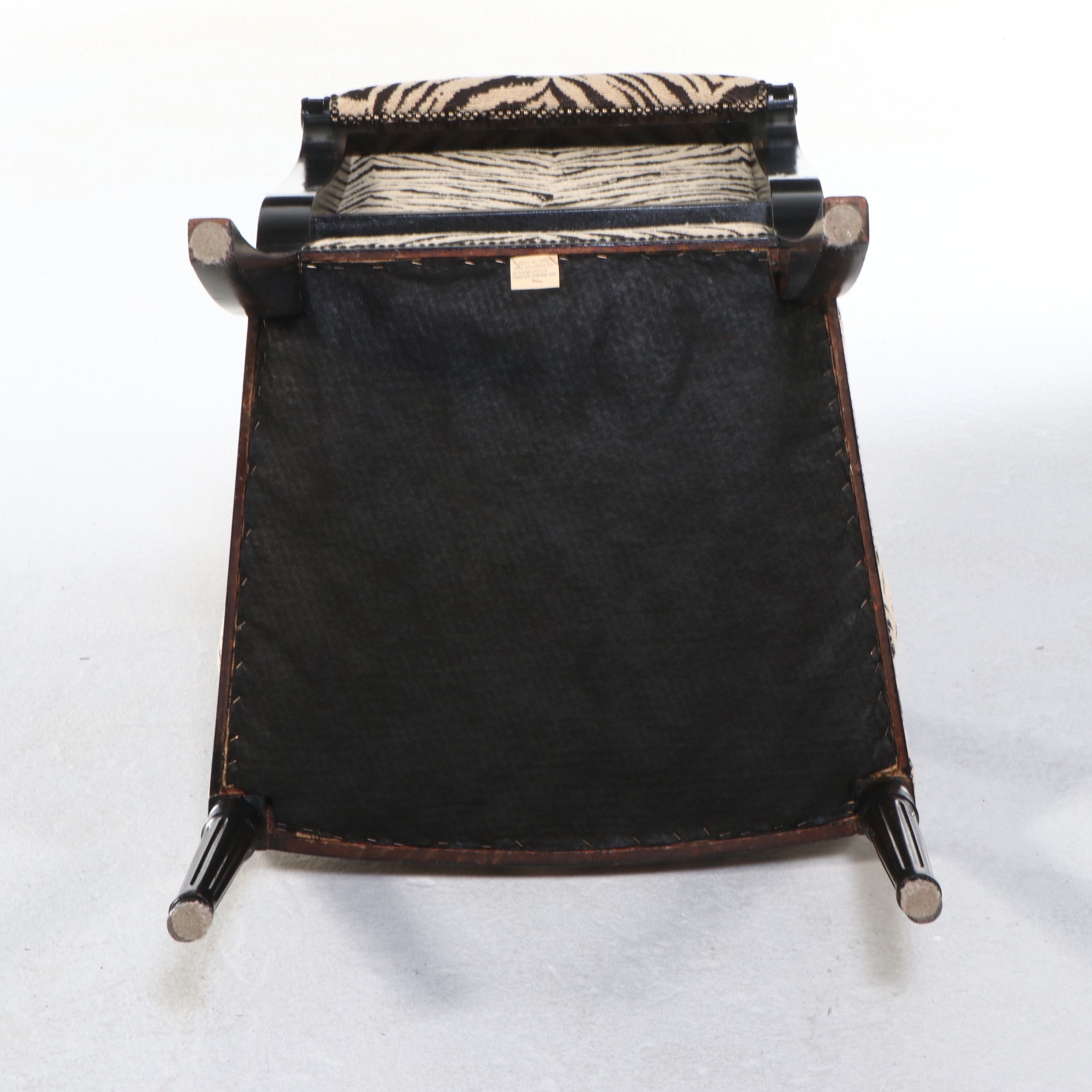 Empire Style Zebra Print Upholstered and Painted Wood Armchair