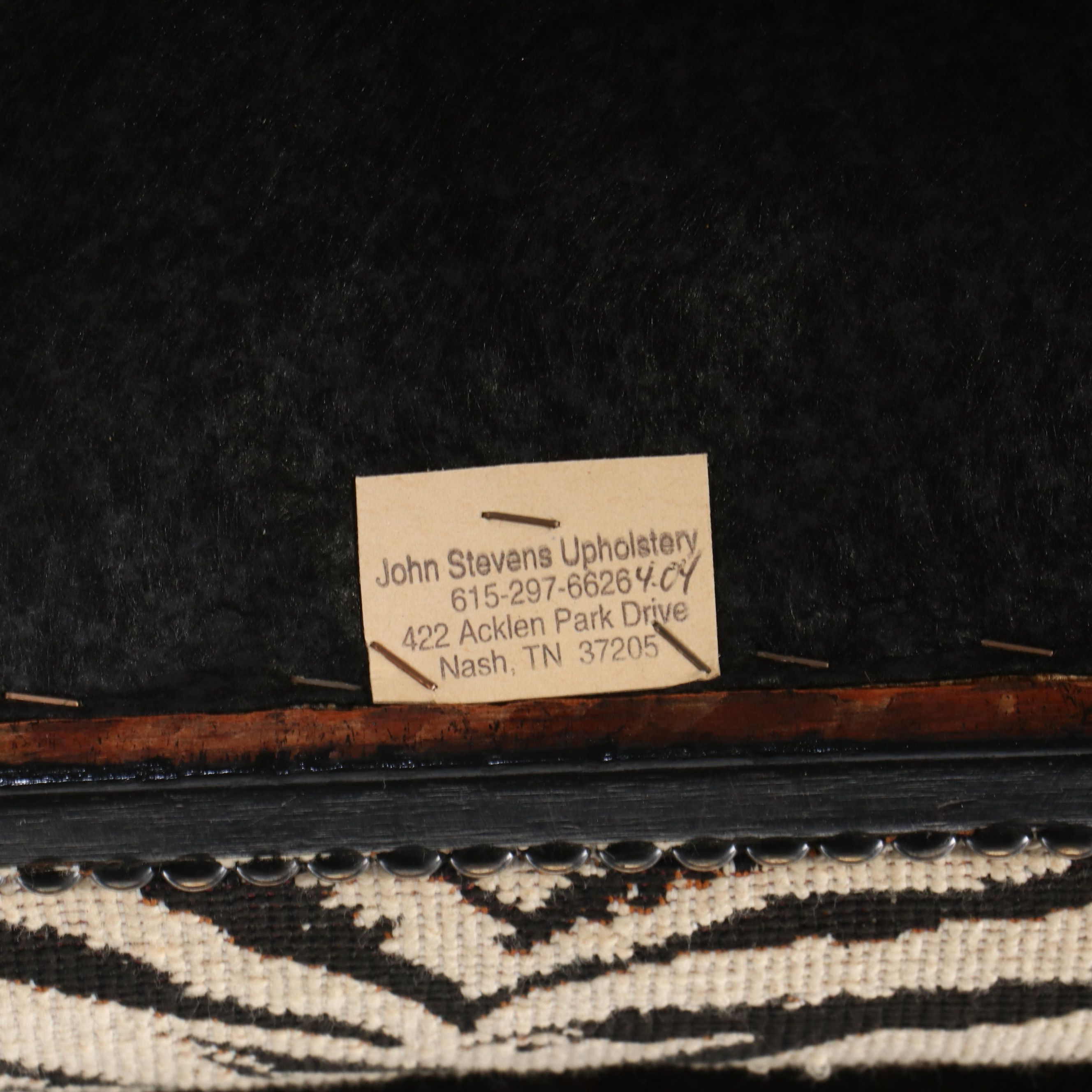 Empire Style Zebra Print Upholstered and Painted Wood Armchair