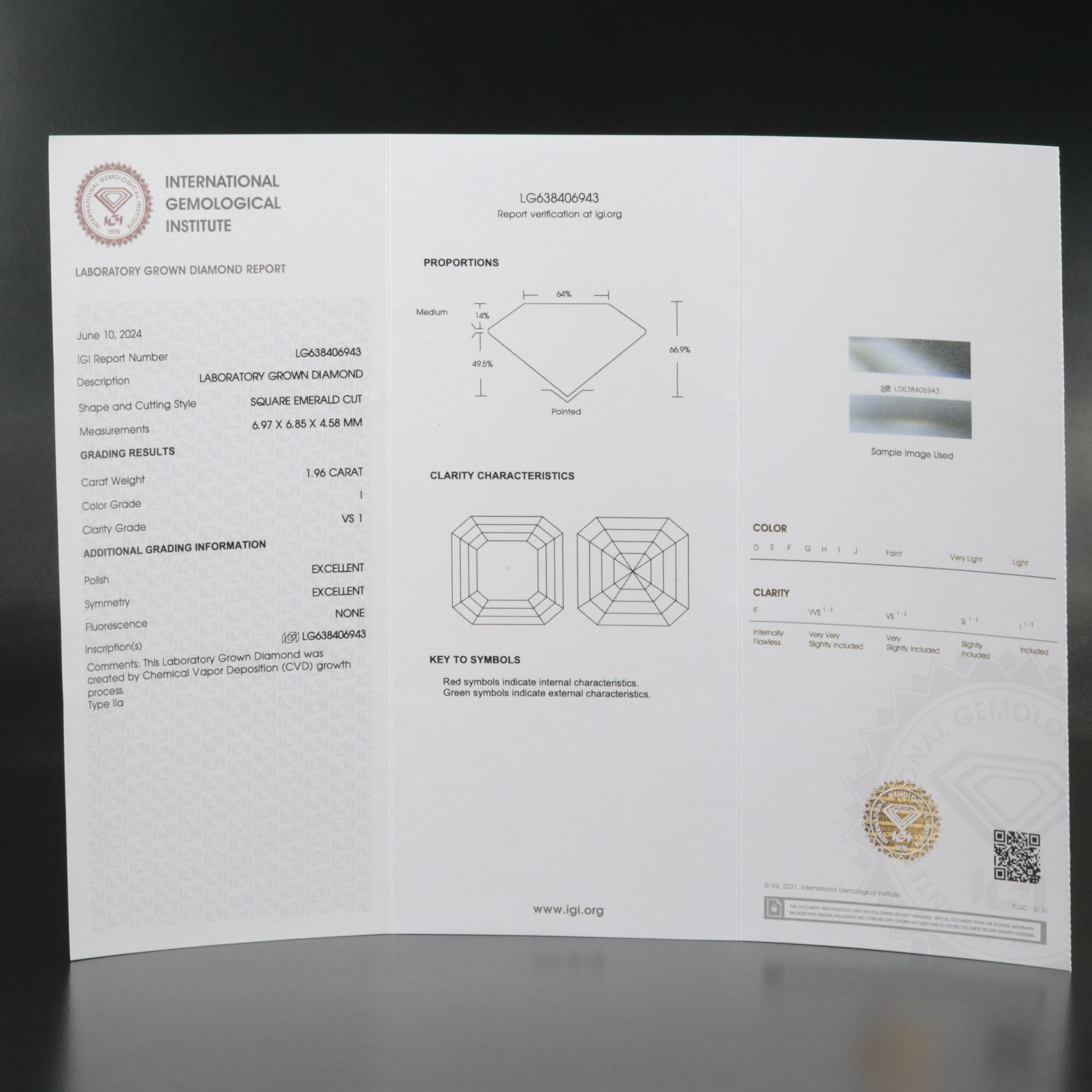 Loose 1.96 CT Lab Grown Diamond with IGI Report