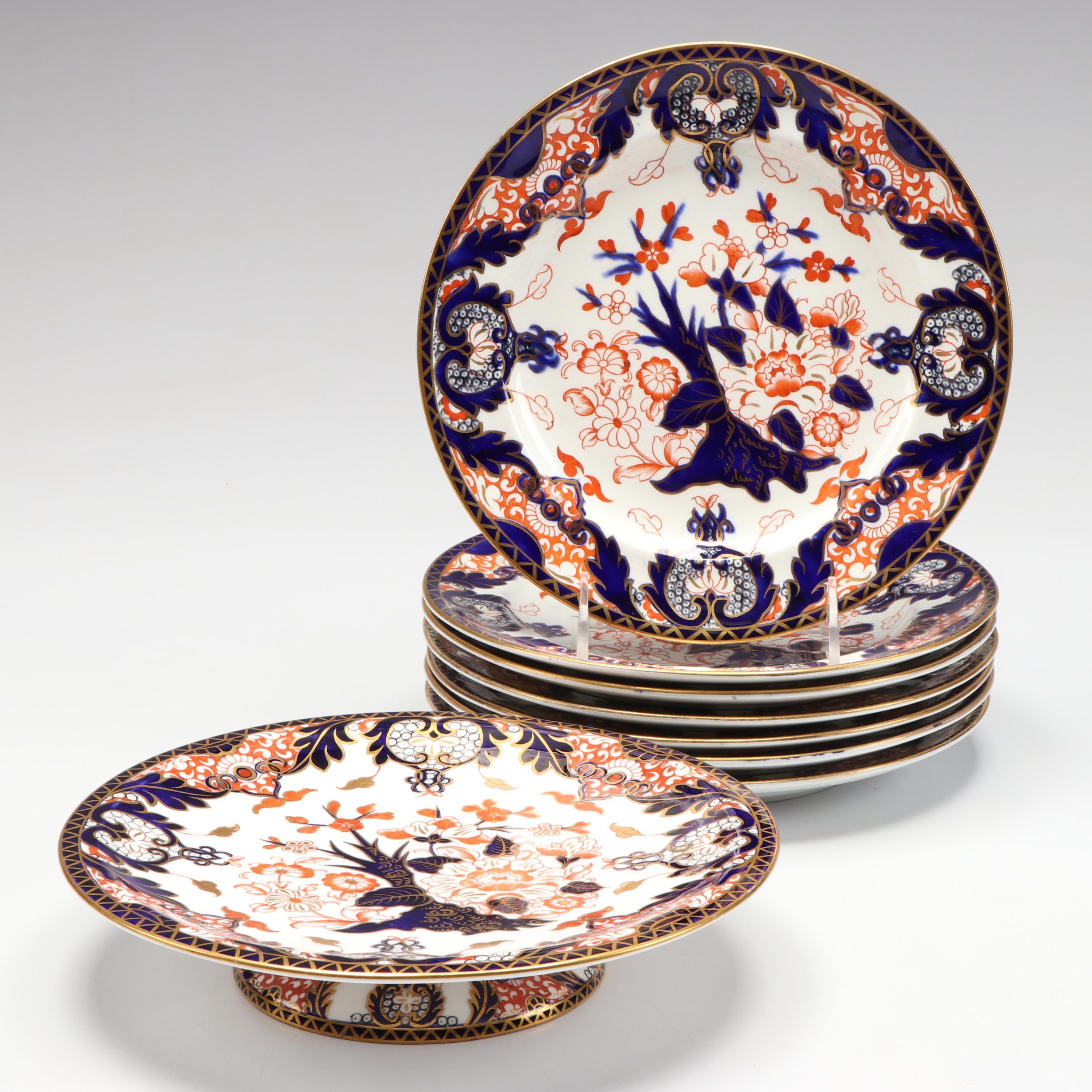 Royal Crown Derby "Kings" Luncheon Plates and Cake Stand