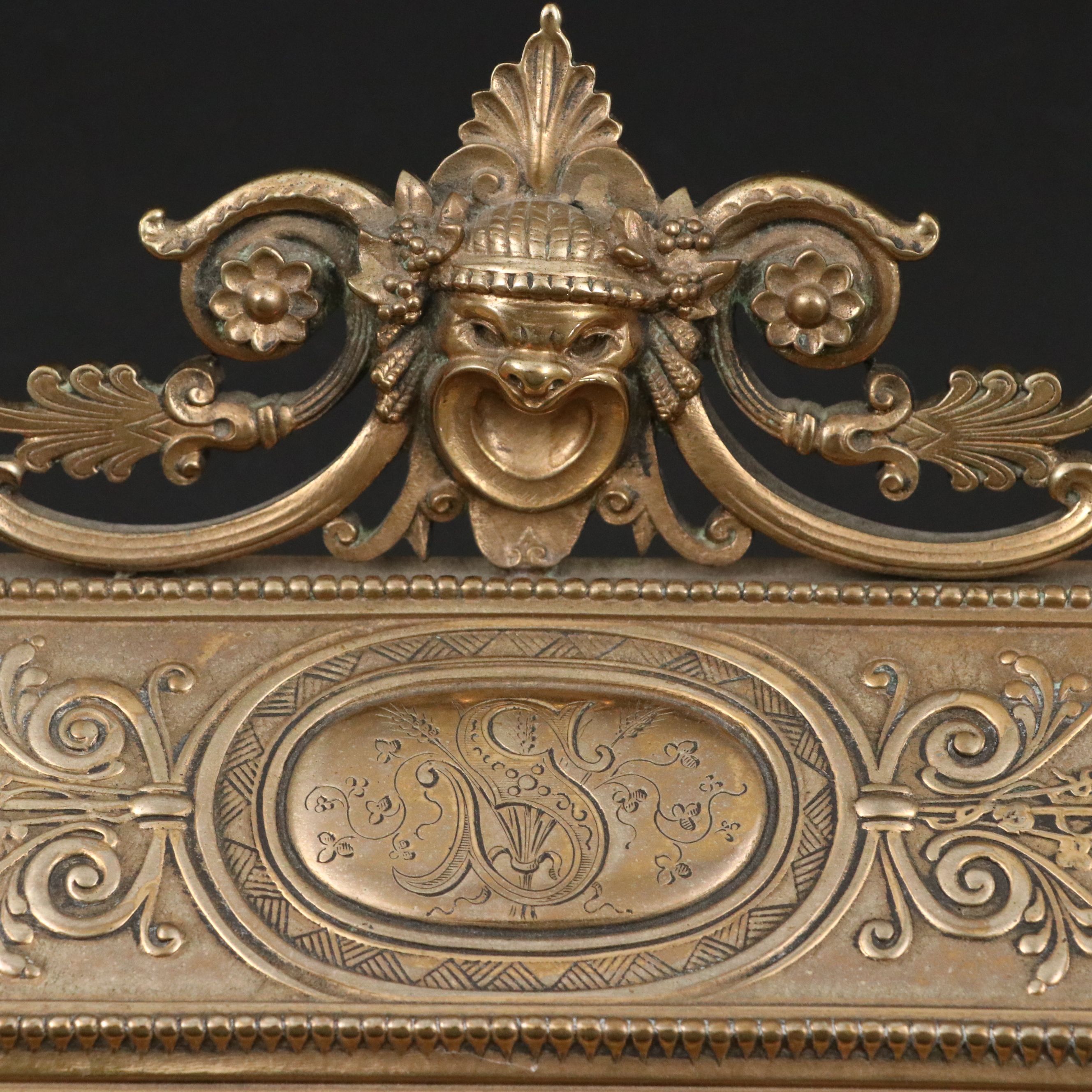 Baroque Style Repoussé Brass Inkwell