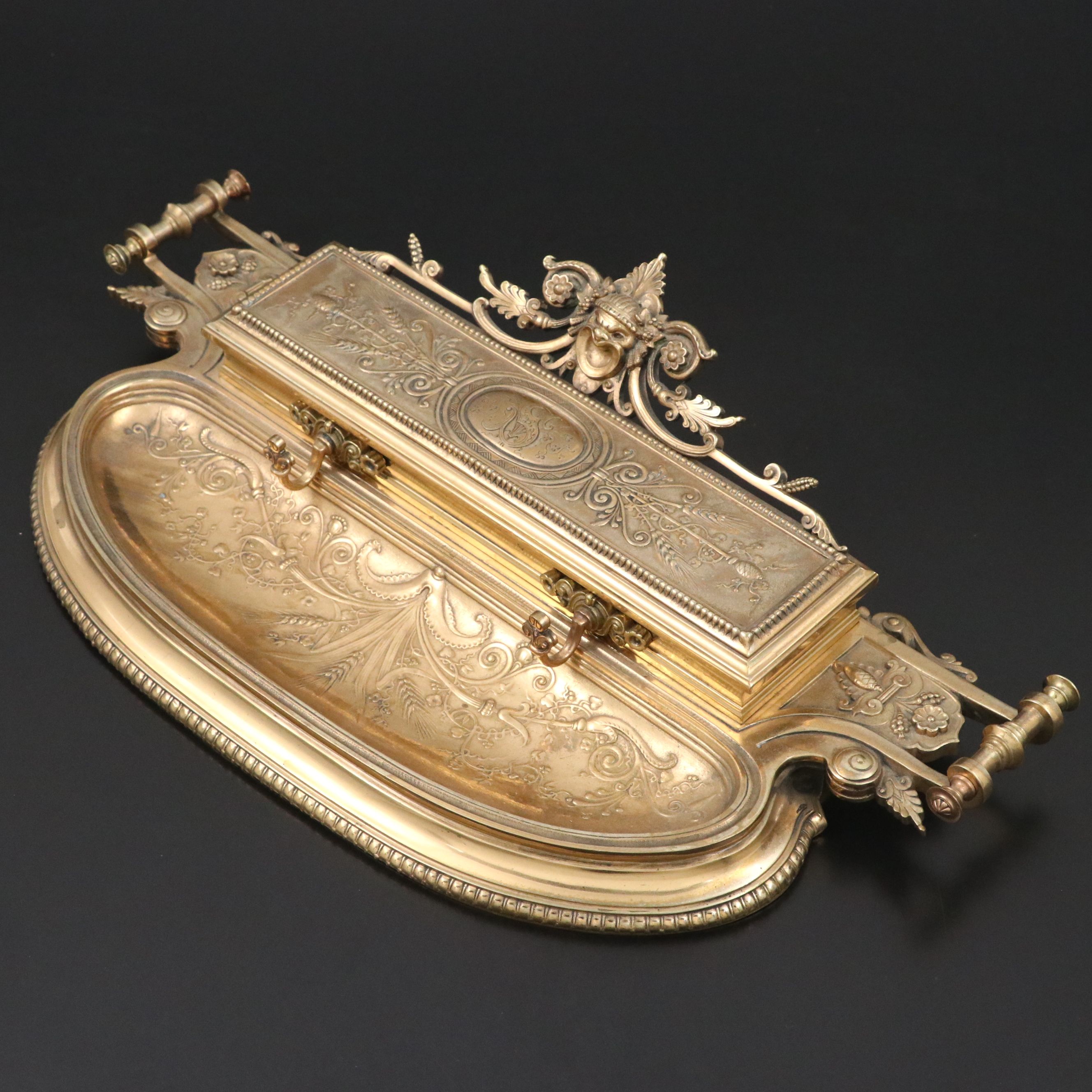 Baroque Style Repoussé Brass Inkwell