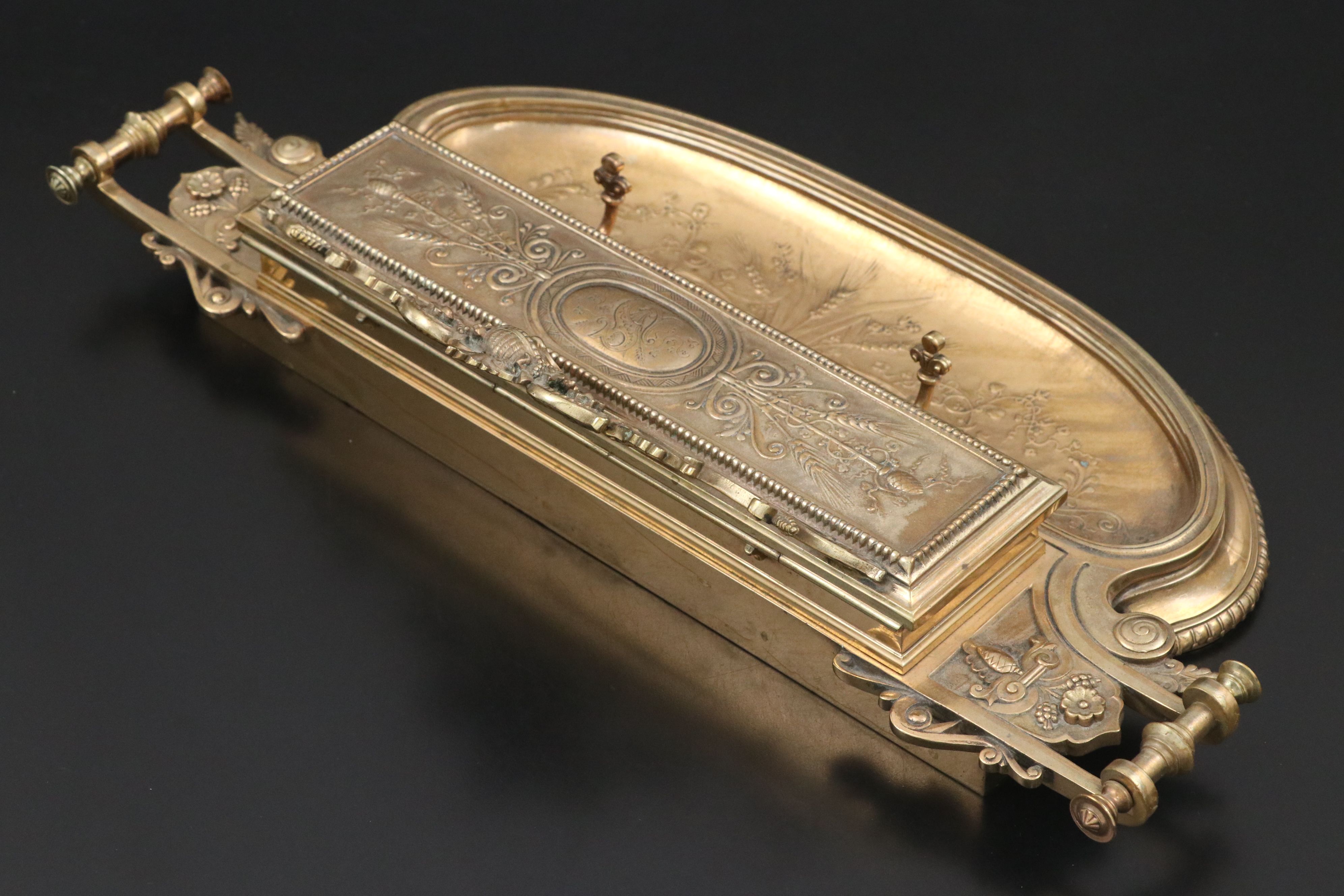 Baroque Style Repoussé Brass Inkwell