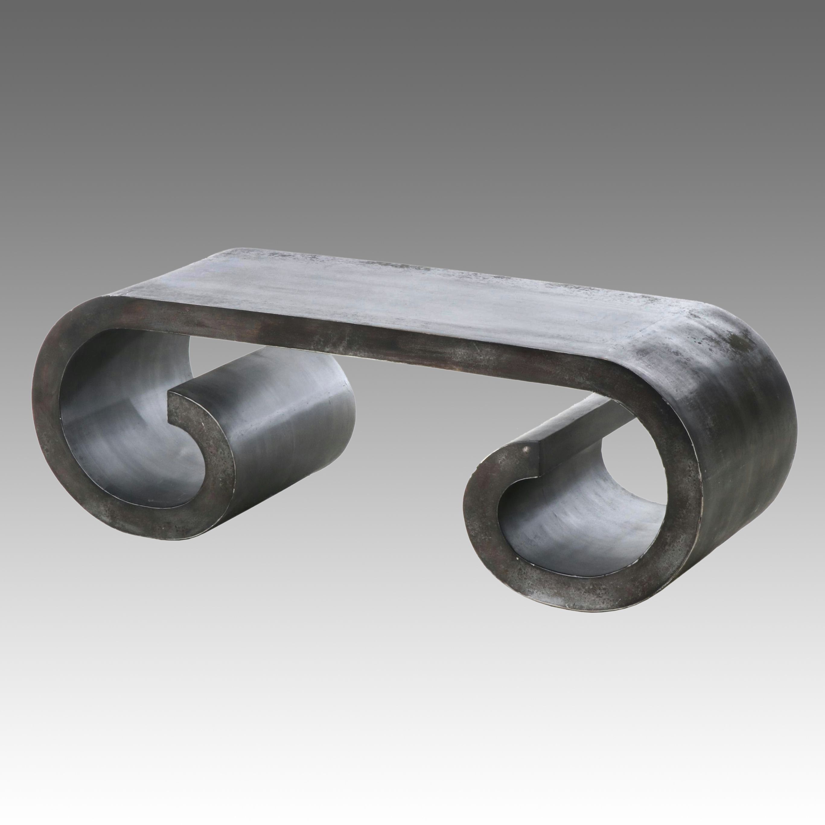 Painted Wood Scroll Coffee Table, Manner of Karl Springer