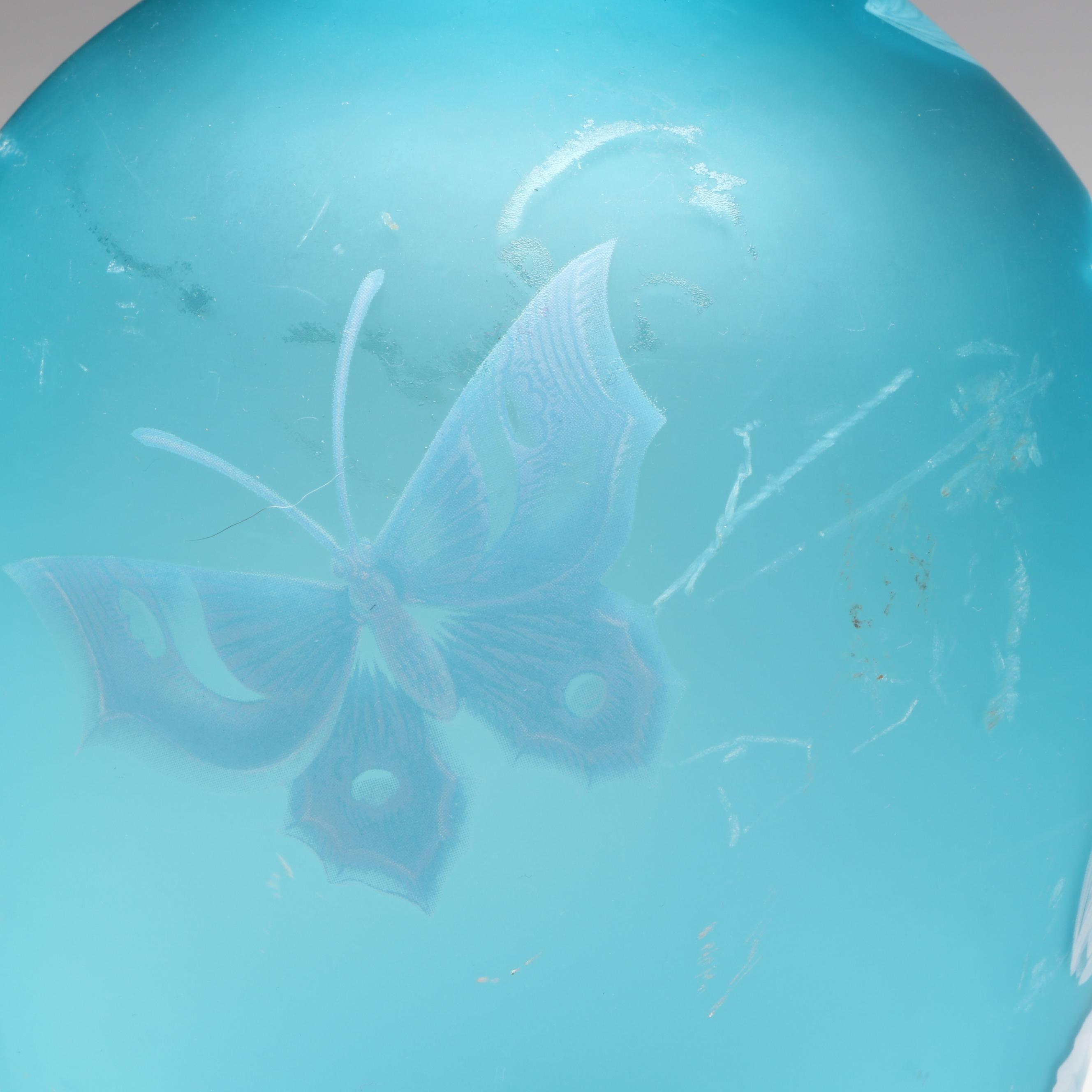 Fenton Gallery Originals for Cincinnati Art Museum Floral Blue Glass Vase