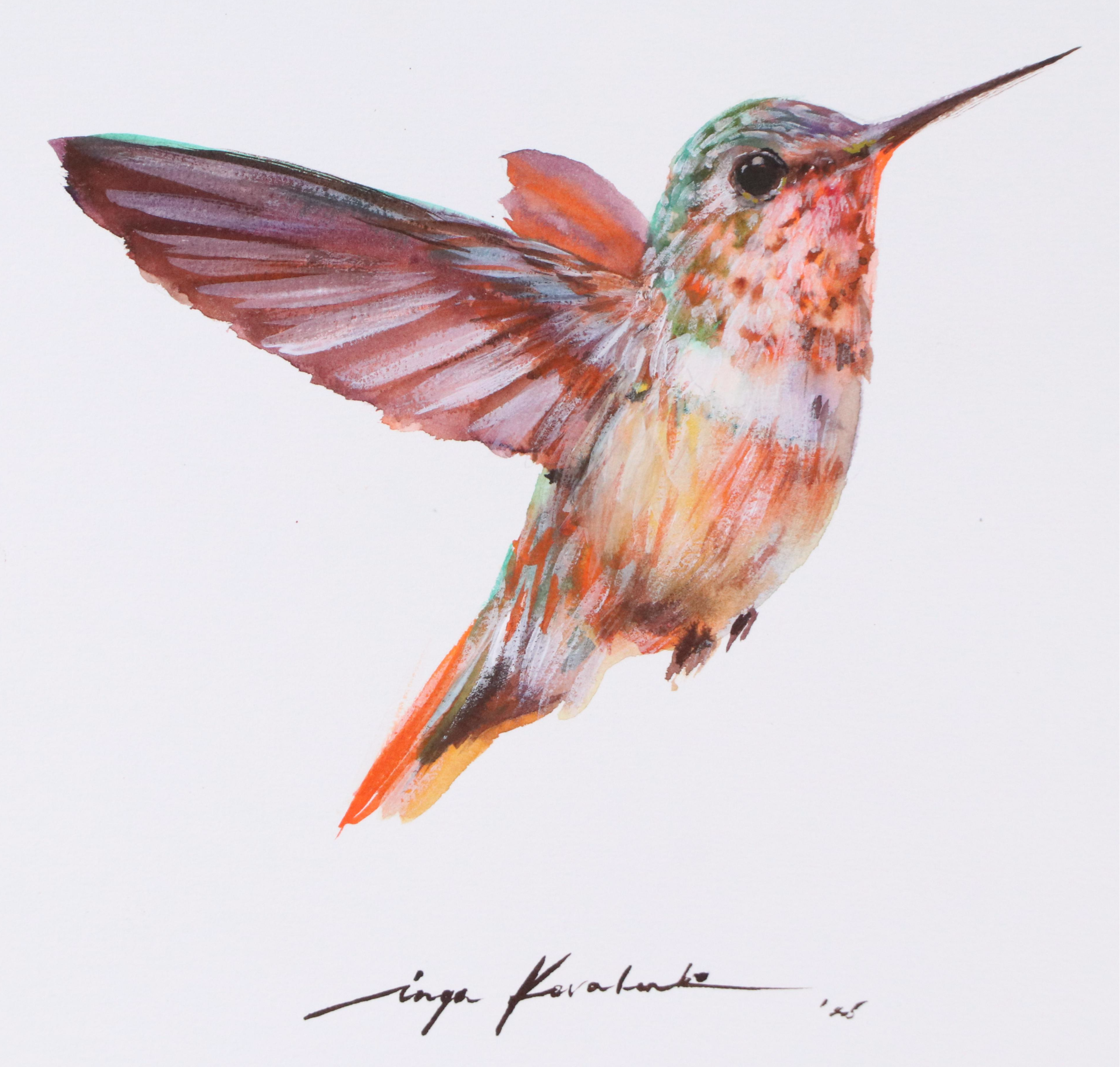 Inga Kovalenko Watercolor Painting of Hummingbird, 2025