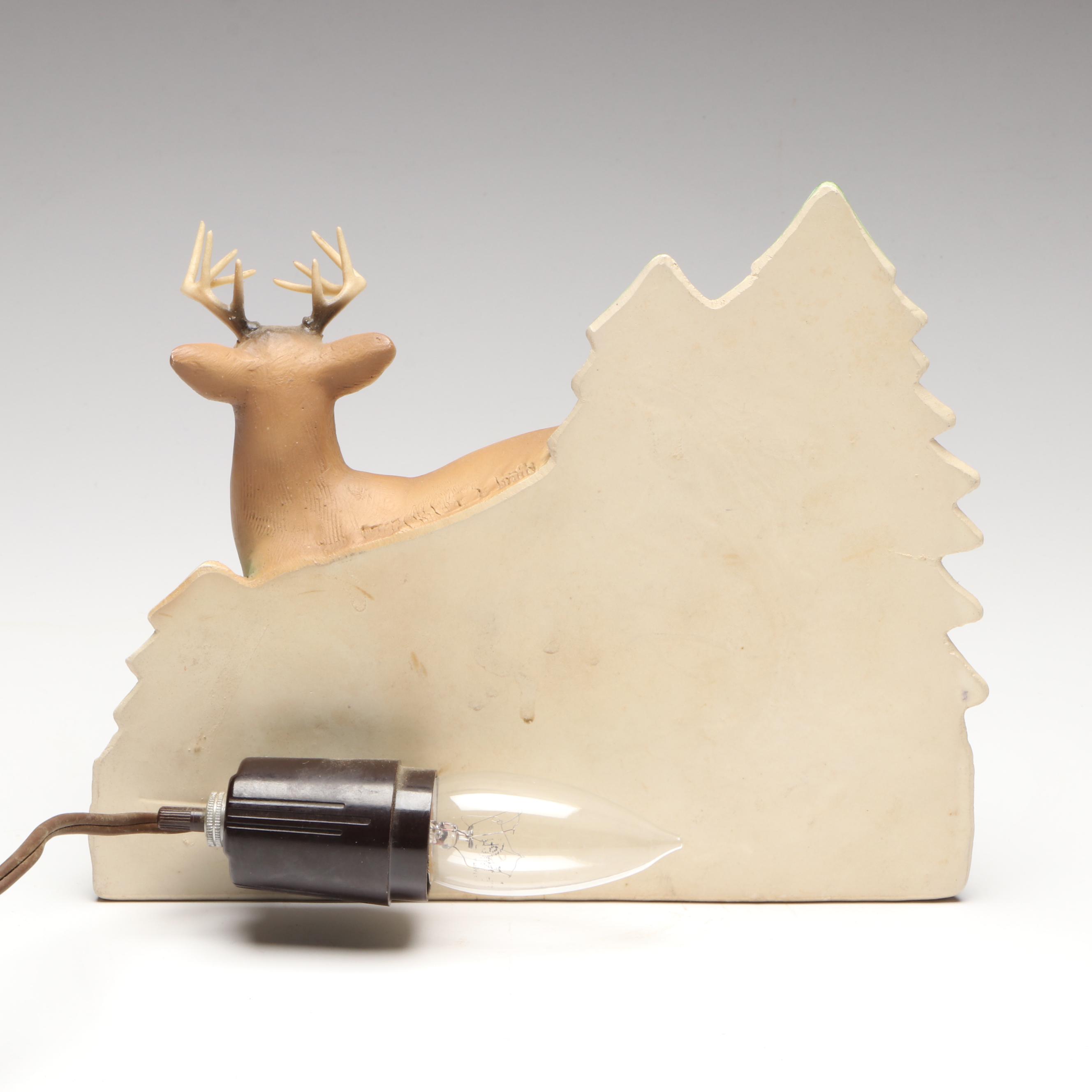 Mid-Century Stag and Pine Tree  TV Lamp