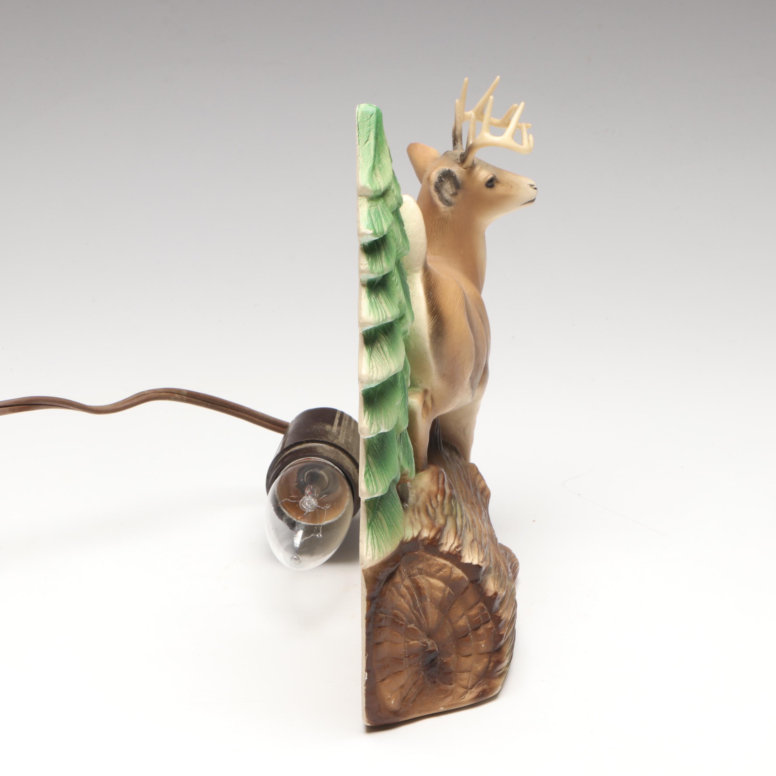 Mid-Century Stag and Pine Tree  TV Lamp