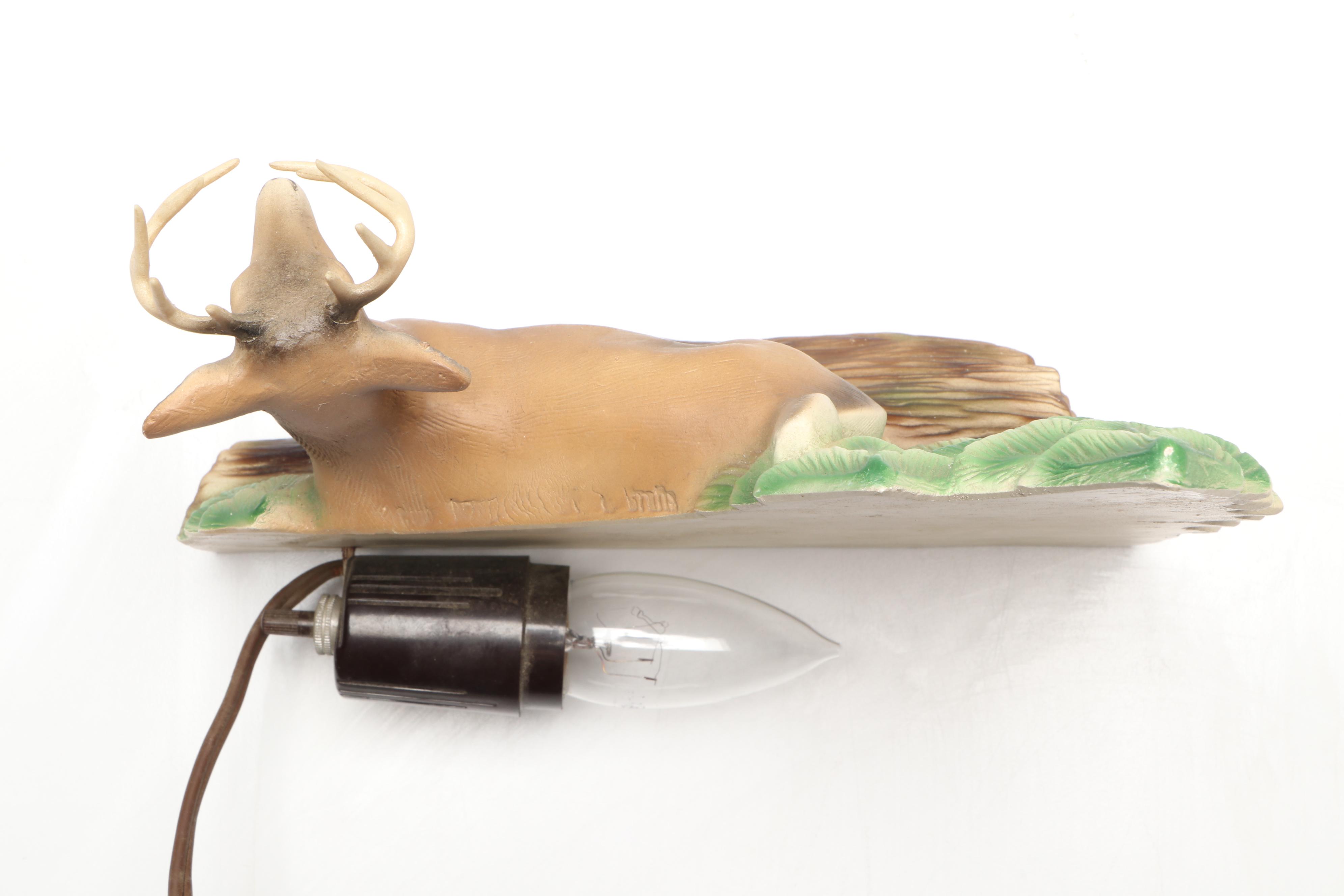 Mid-Century Stag and Pine Tree  TV Lamp