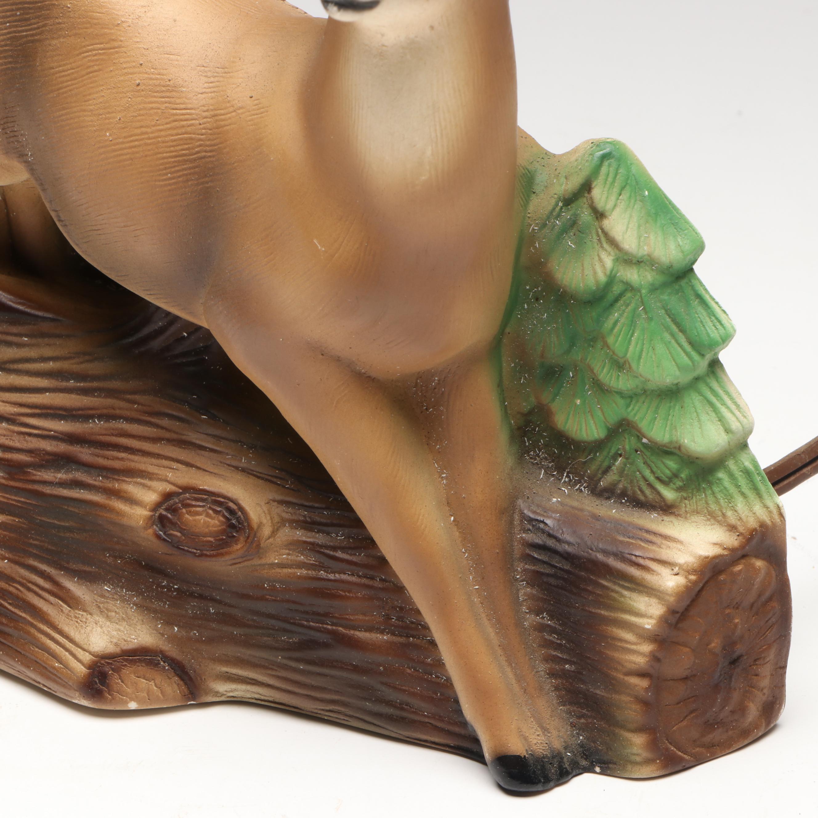 Mid-Century Stag and Pine Tree  TV Lamp