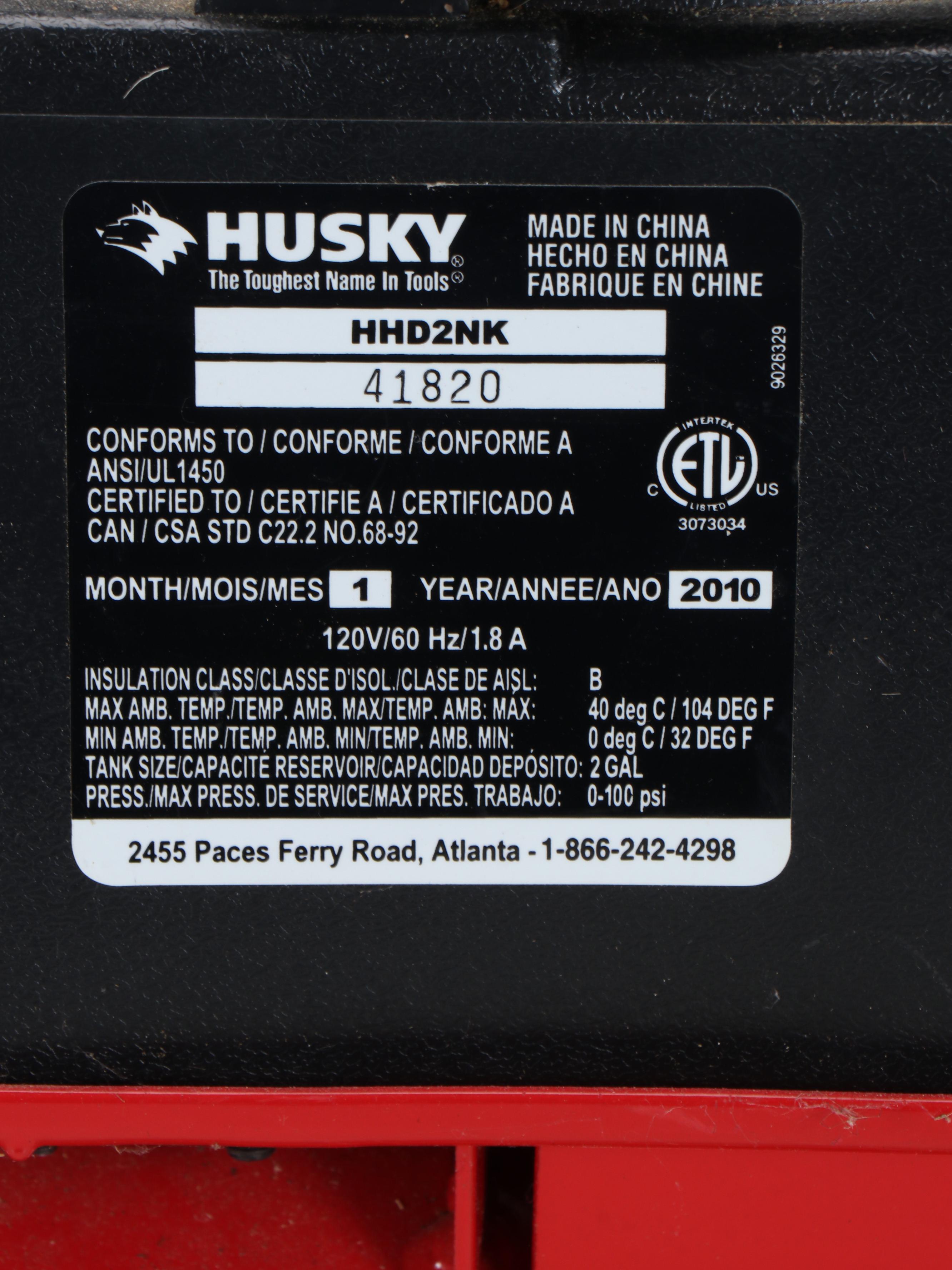 Husky 2-Gallon Portable Air Compressor