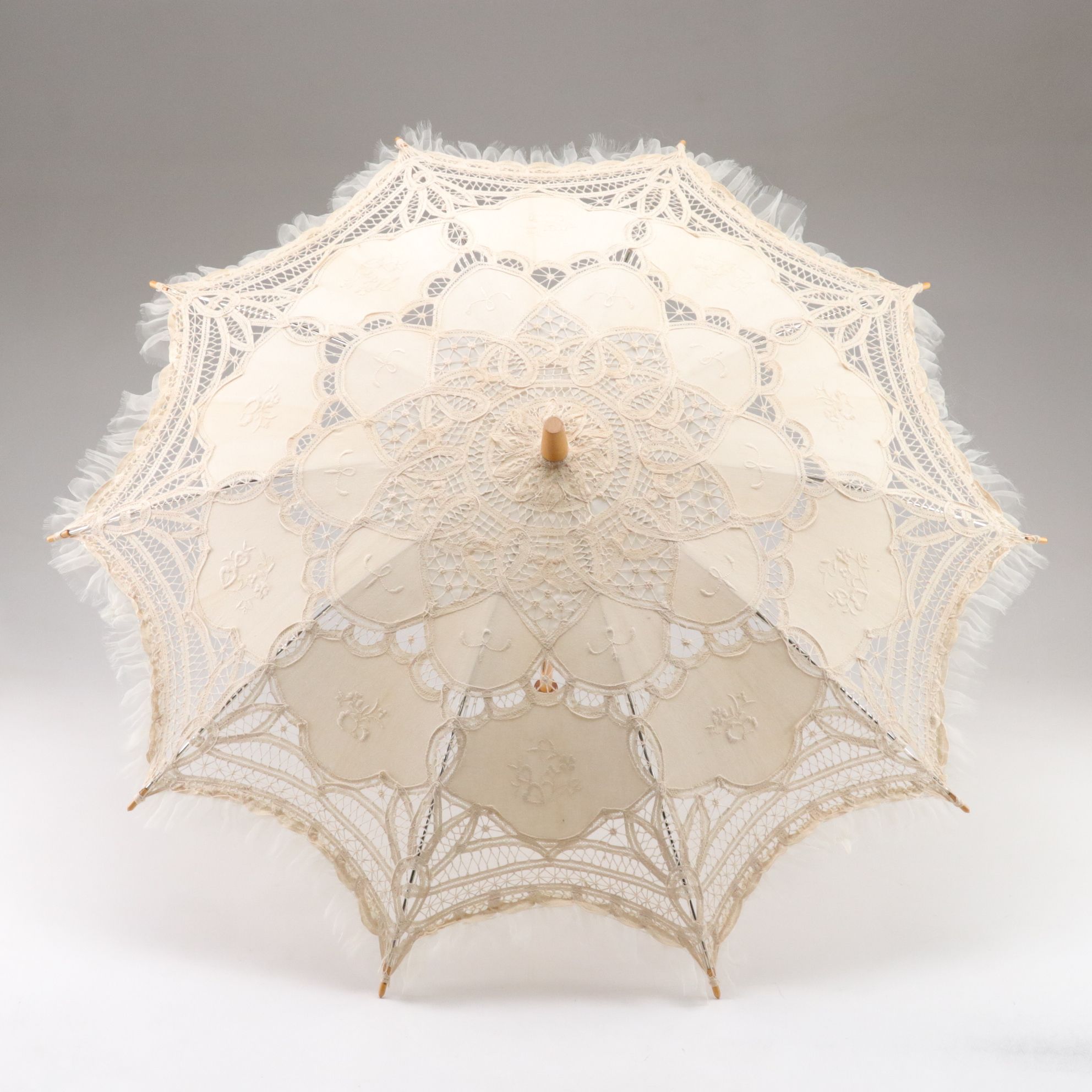 Pair of Embroidered Cotton Parasols
