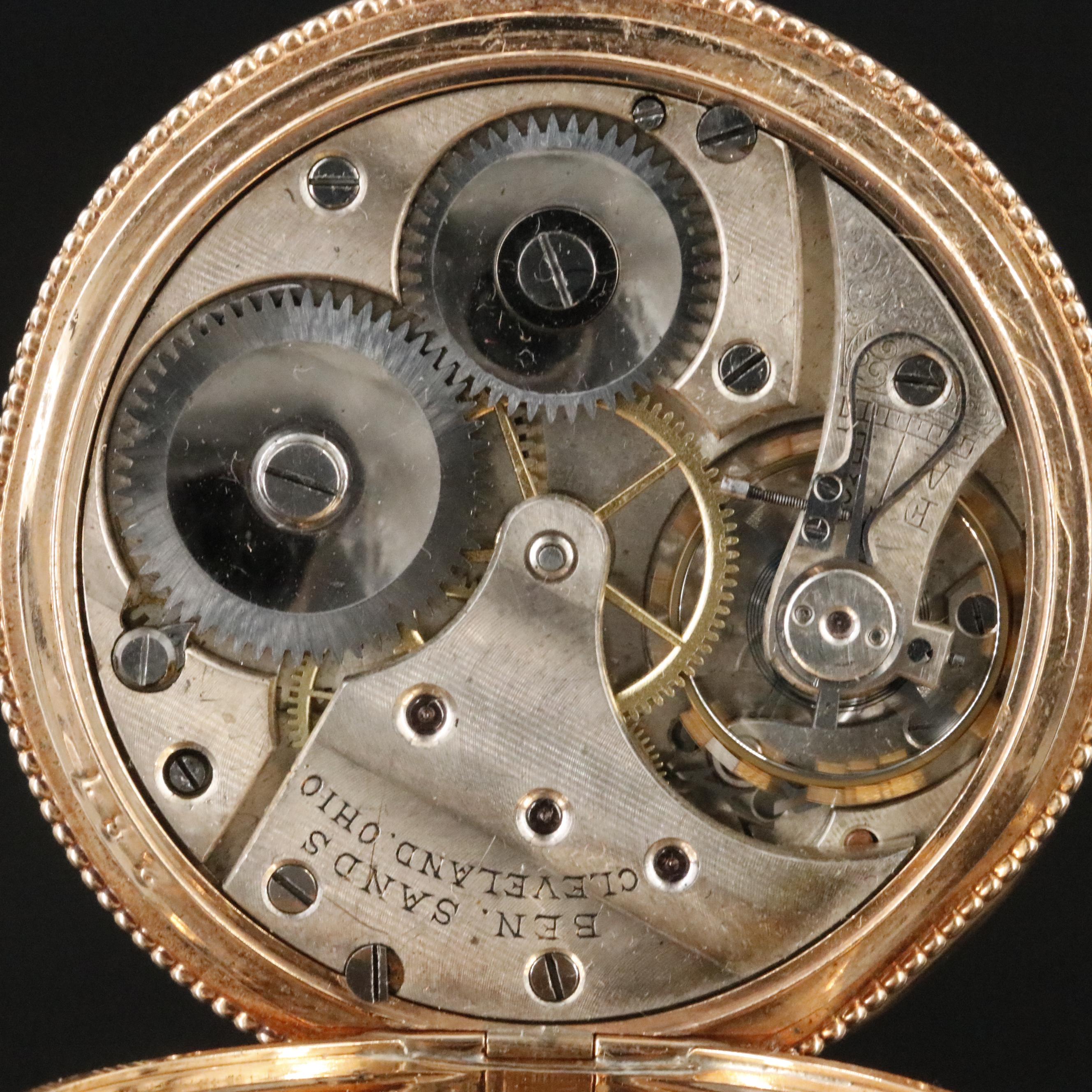 14K Ben. Sands Cleveland Ohio Open Face Pocket Watch