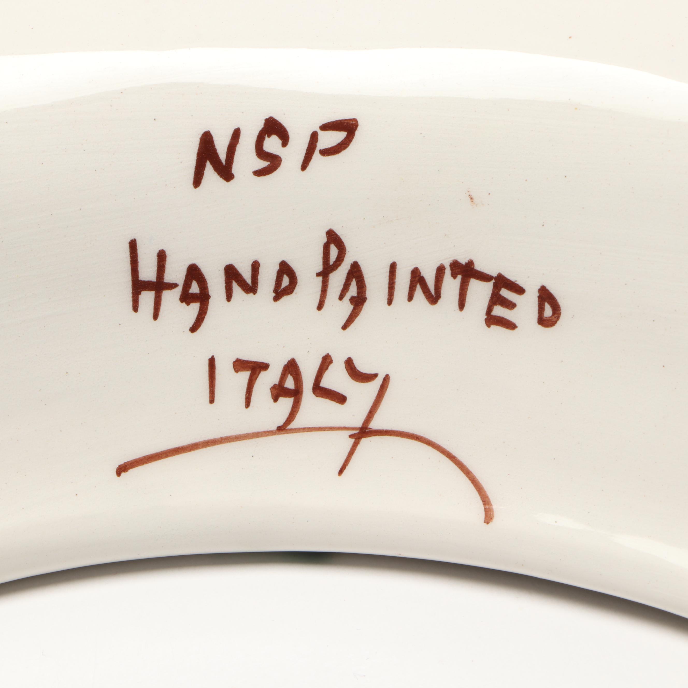 Majolica Oyster Plates with Hand-Painted Ceramic Deviled Egg Dishes