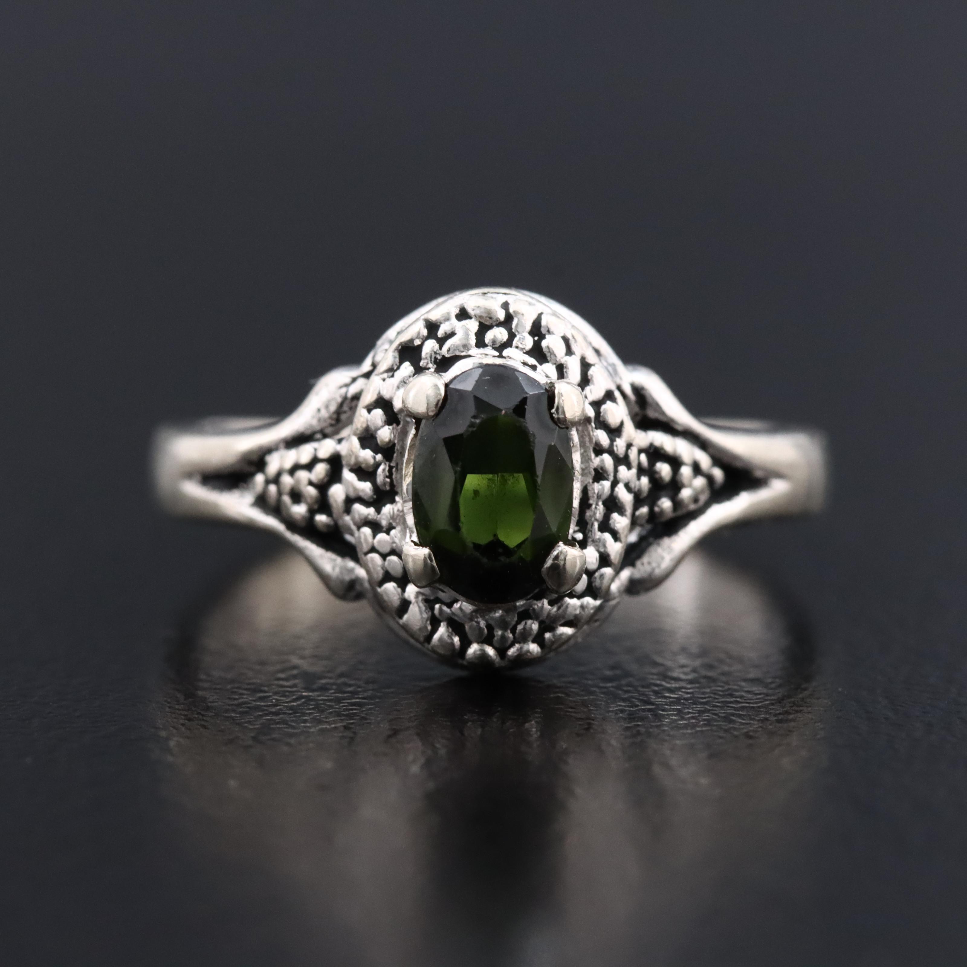 10K Green Tourmaline Ring