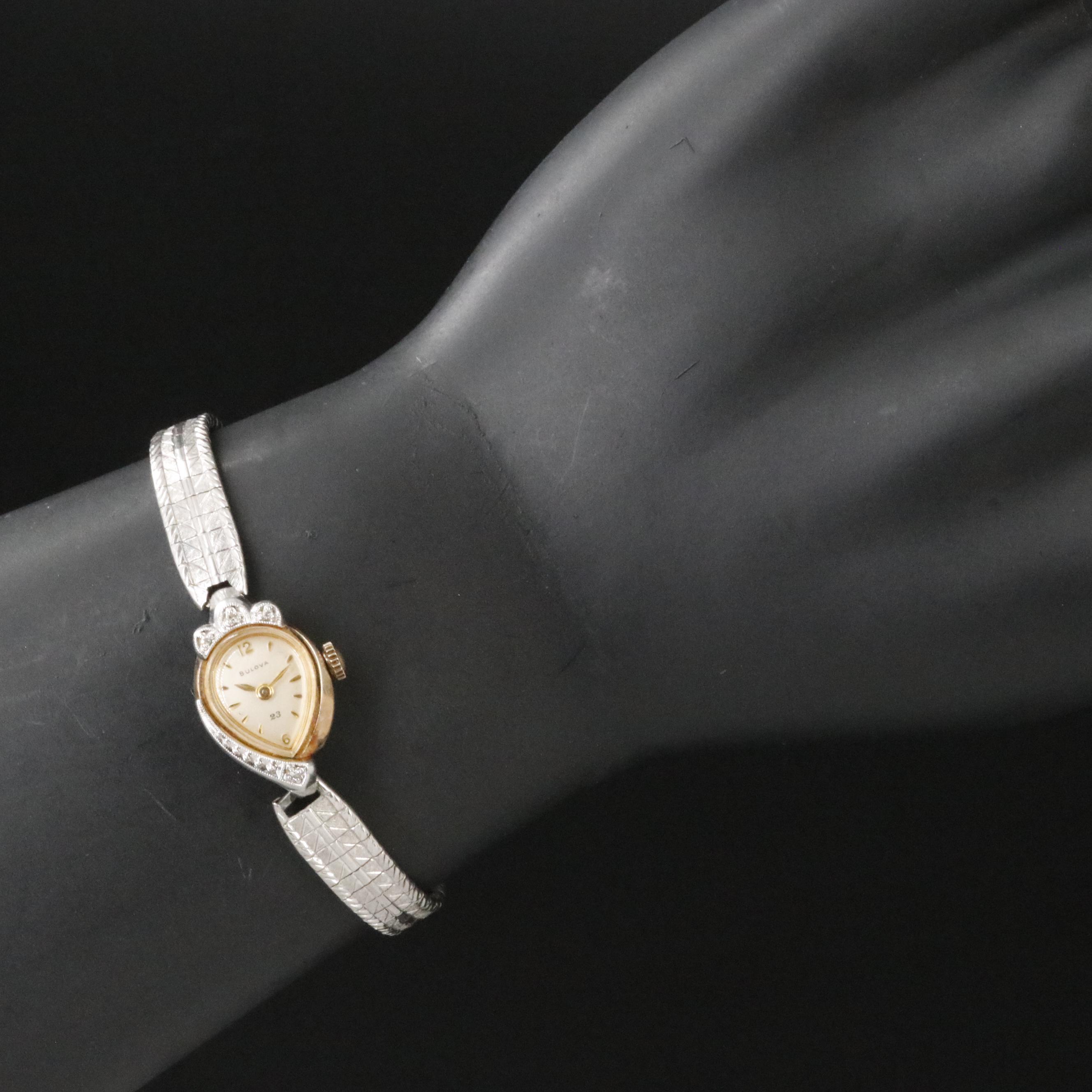 Vintage Bulova La Petite Diamond Accented Stem Wind Watch