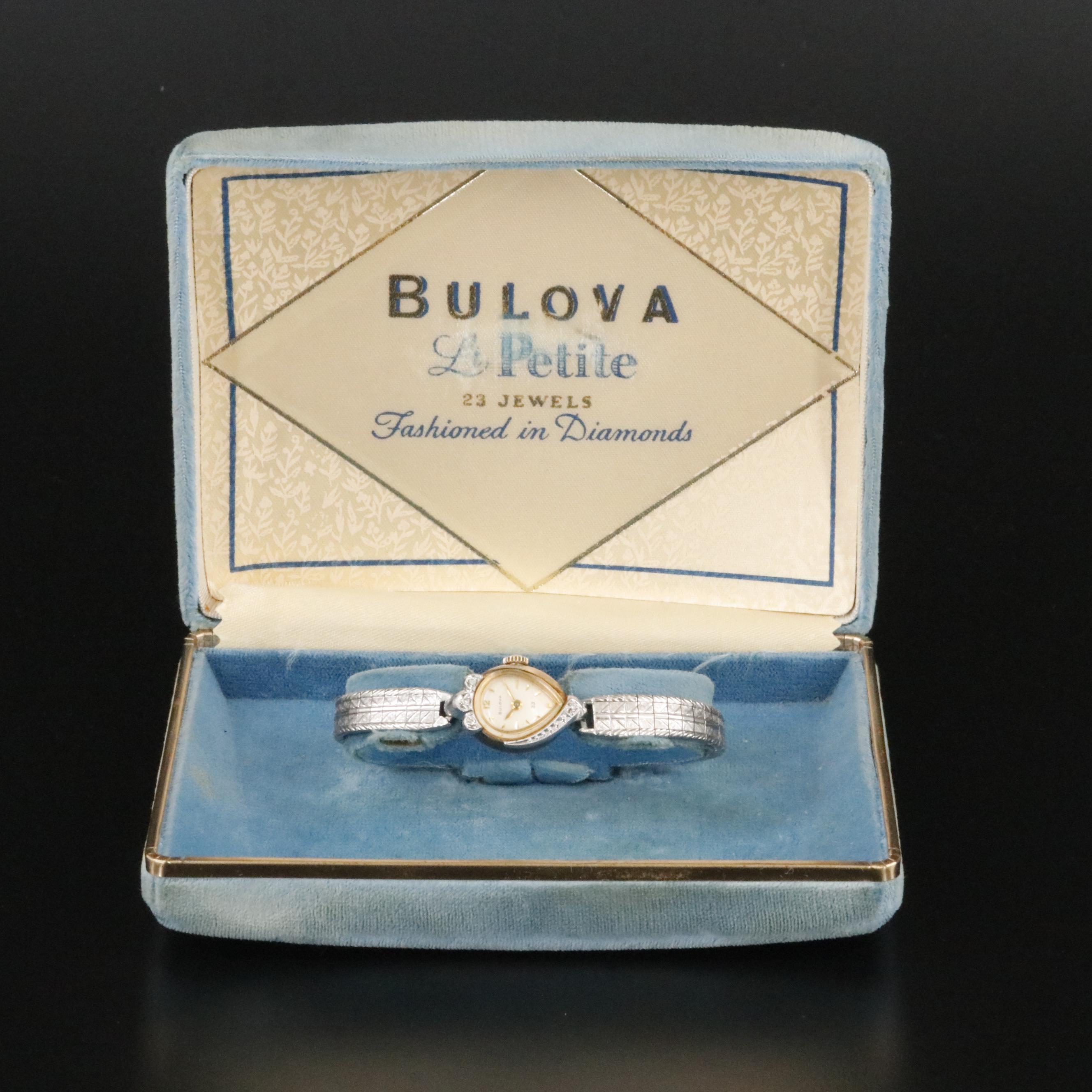 Vintage Bulova La Petite Diamond Accented Stem Wind Watch