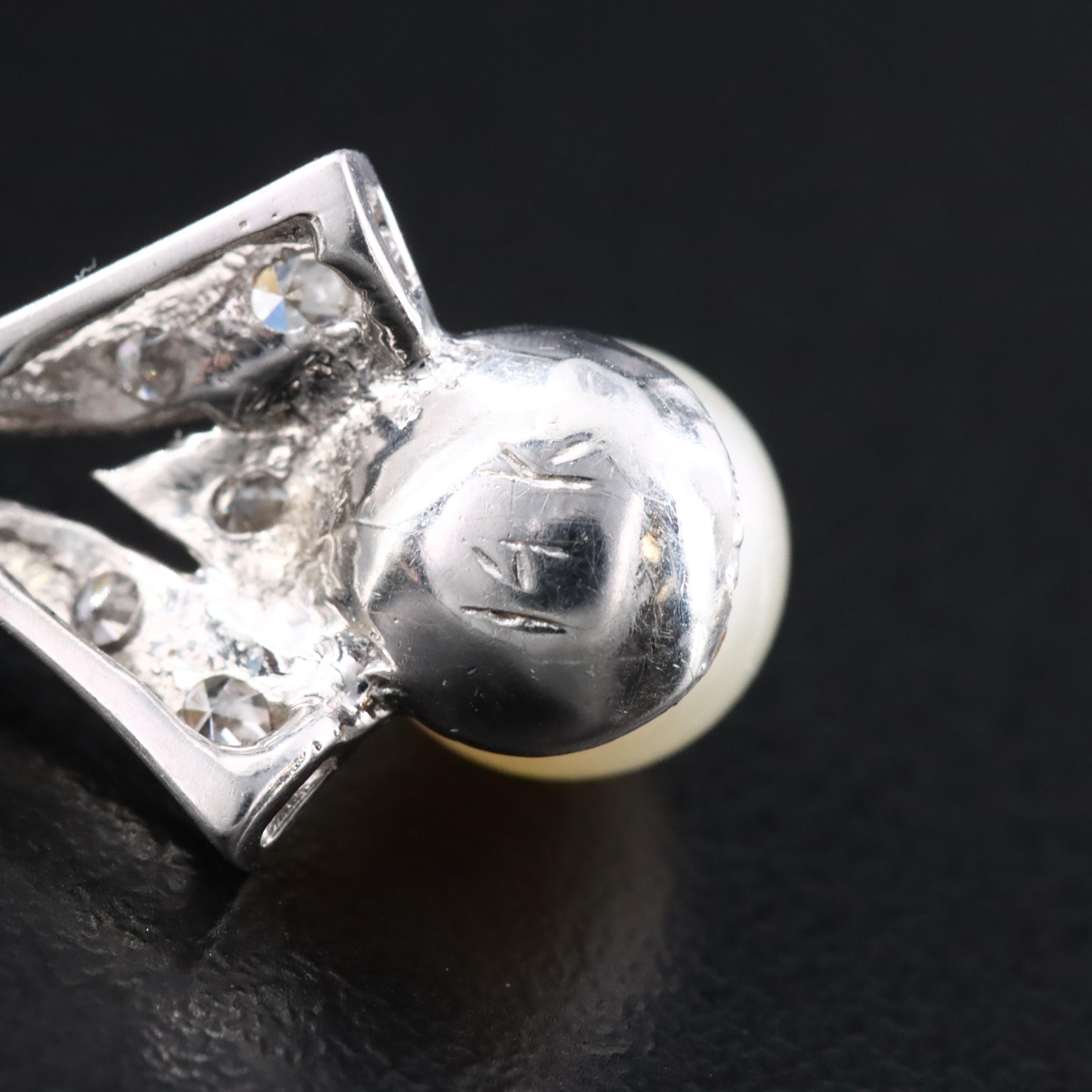 14K Pearl and Diamond Earrings